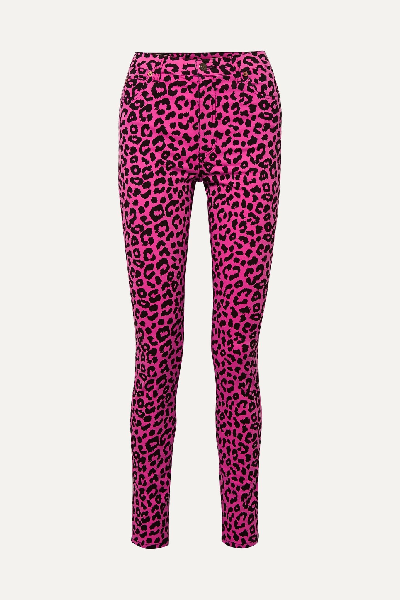 Leopard-print high-rise skinny jeans - 1