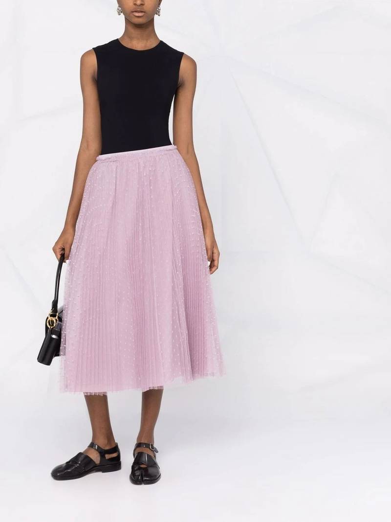 REDValentino point d'esprit pleated tulle skirt outlook