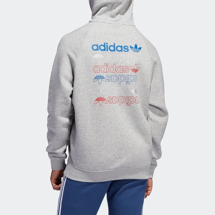 adidas Big Trefoil Hoodie 'Grey Heather Lush Blue' FS7347 - 4