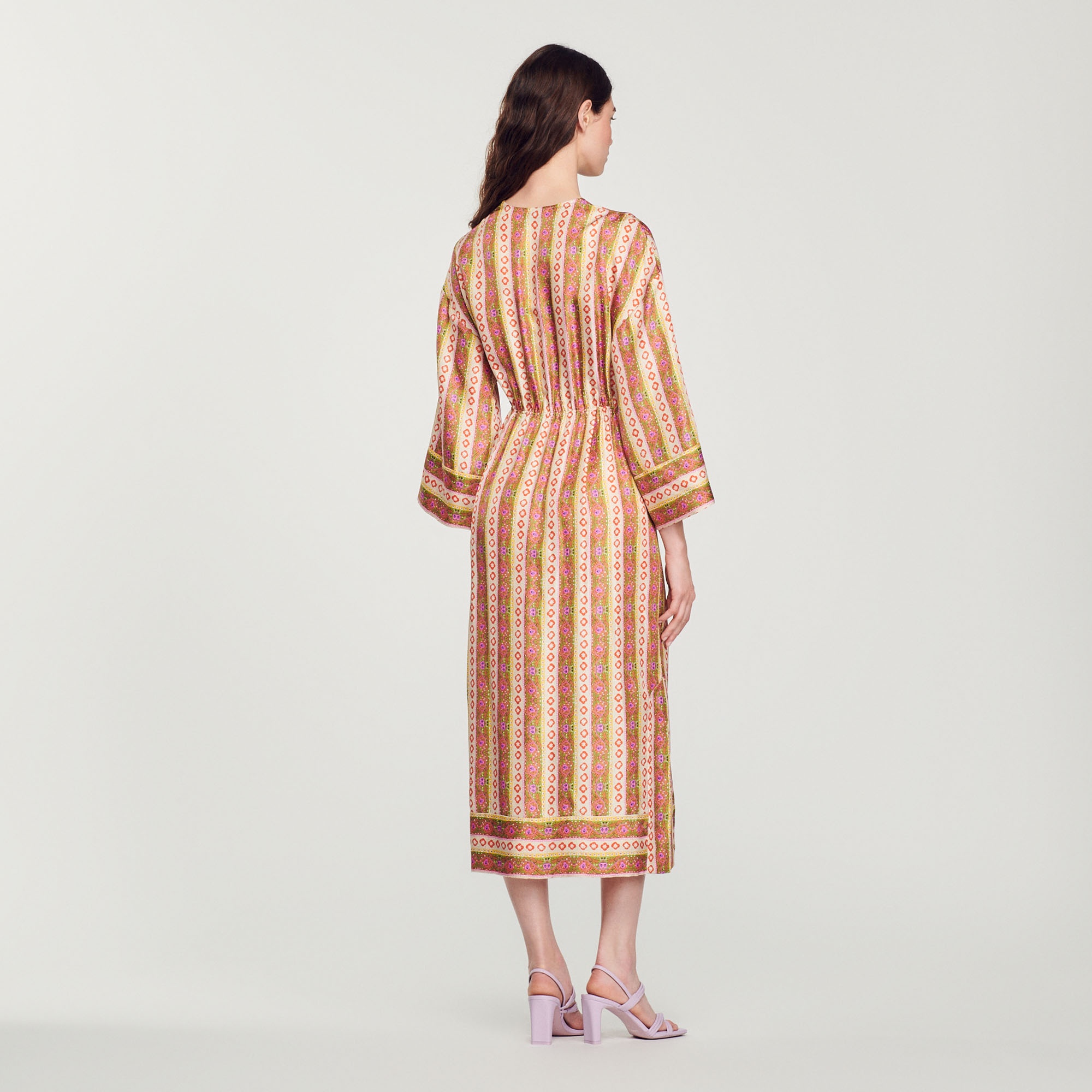 Caftan dress with Flower Stripes print - 6