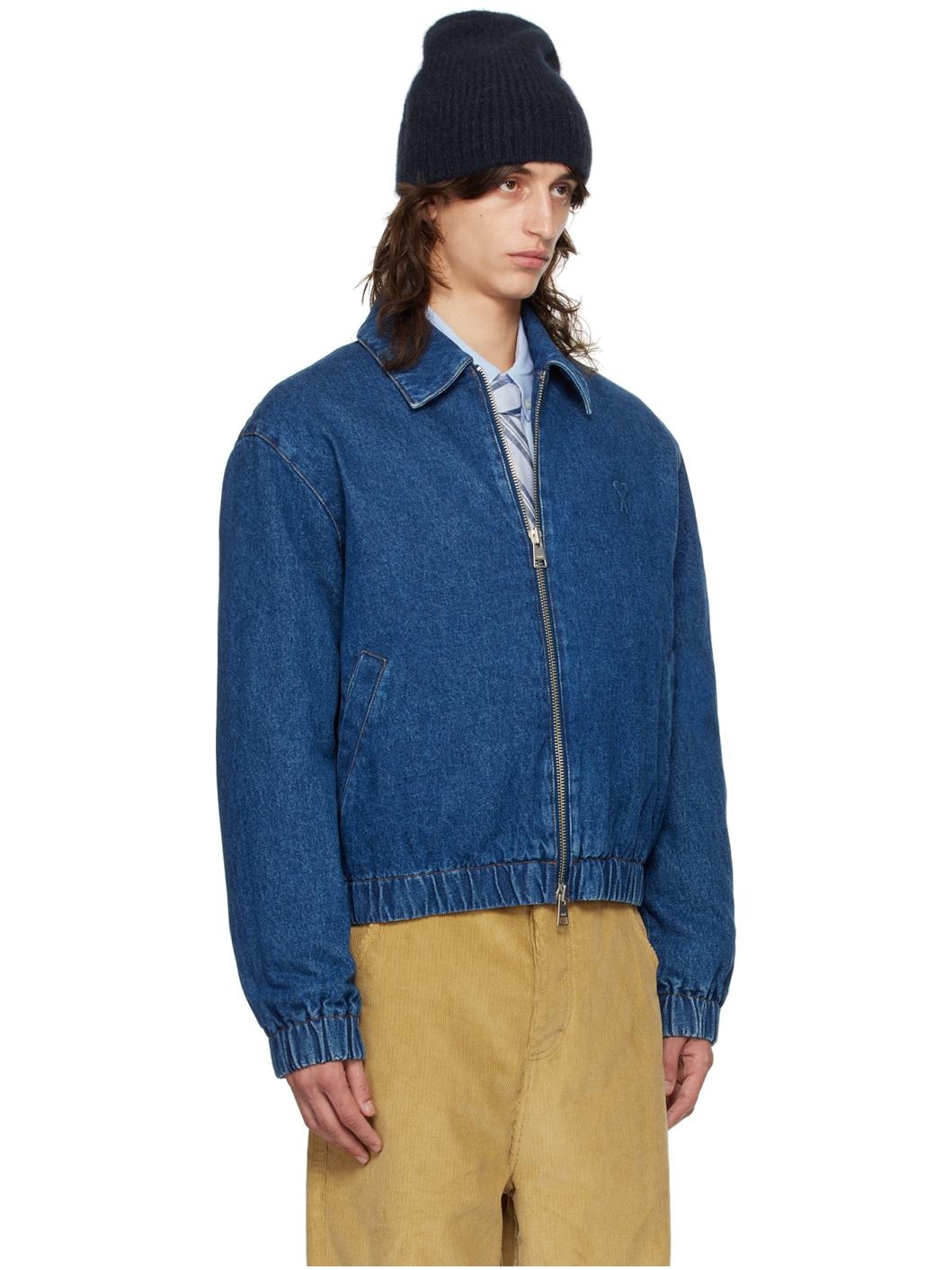 Blue Ami De Cœur Zipped Denim Jacket - 2