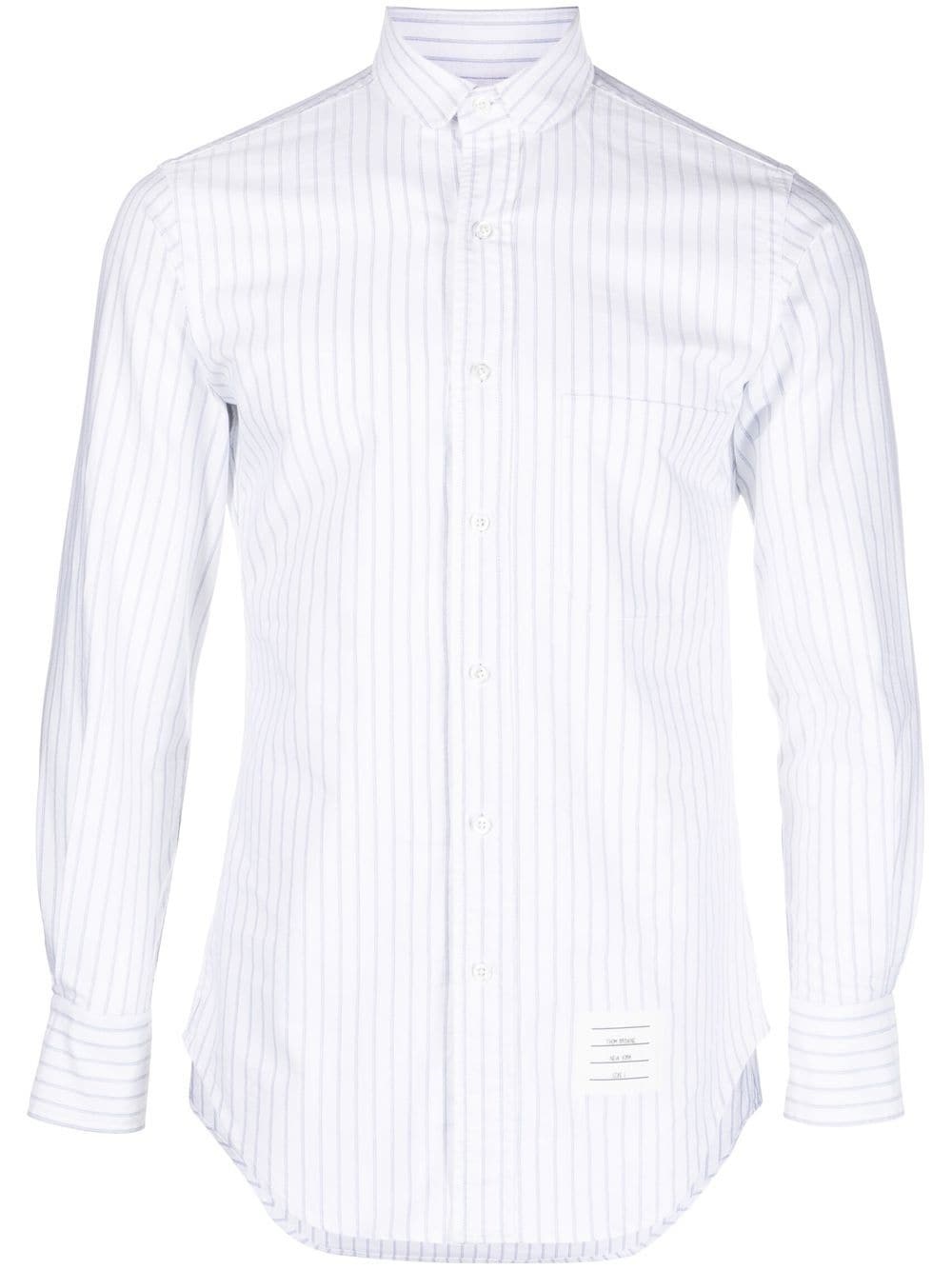 pinstripe-pattern long-sleeve shirt - 1