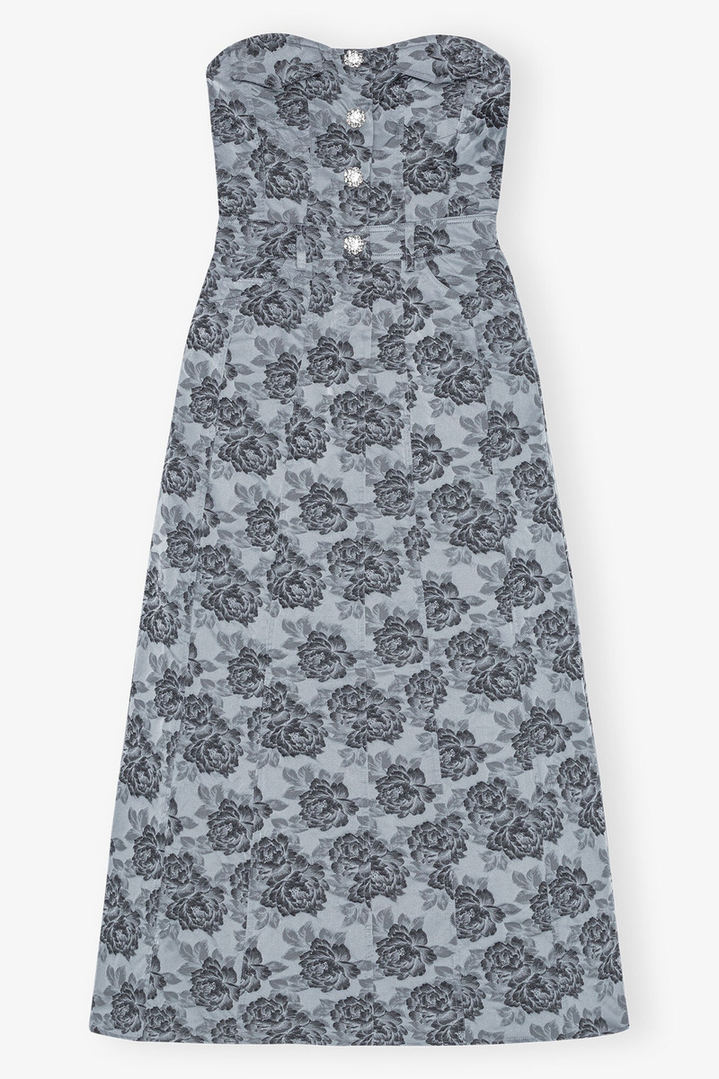 blue dress for baby girl 3D Jacquard Open Back Midi Dress
