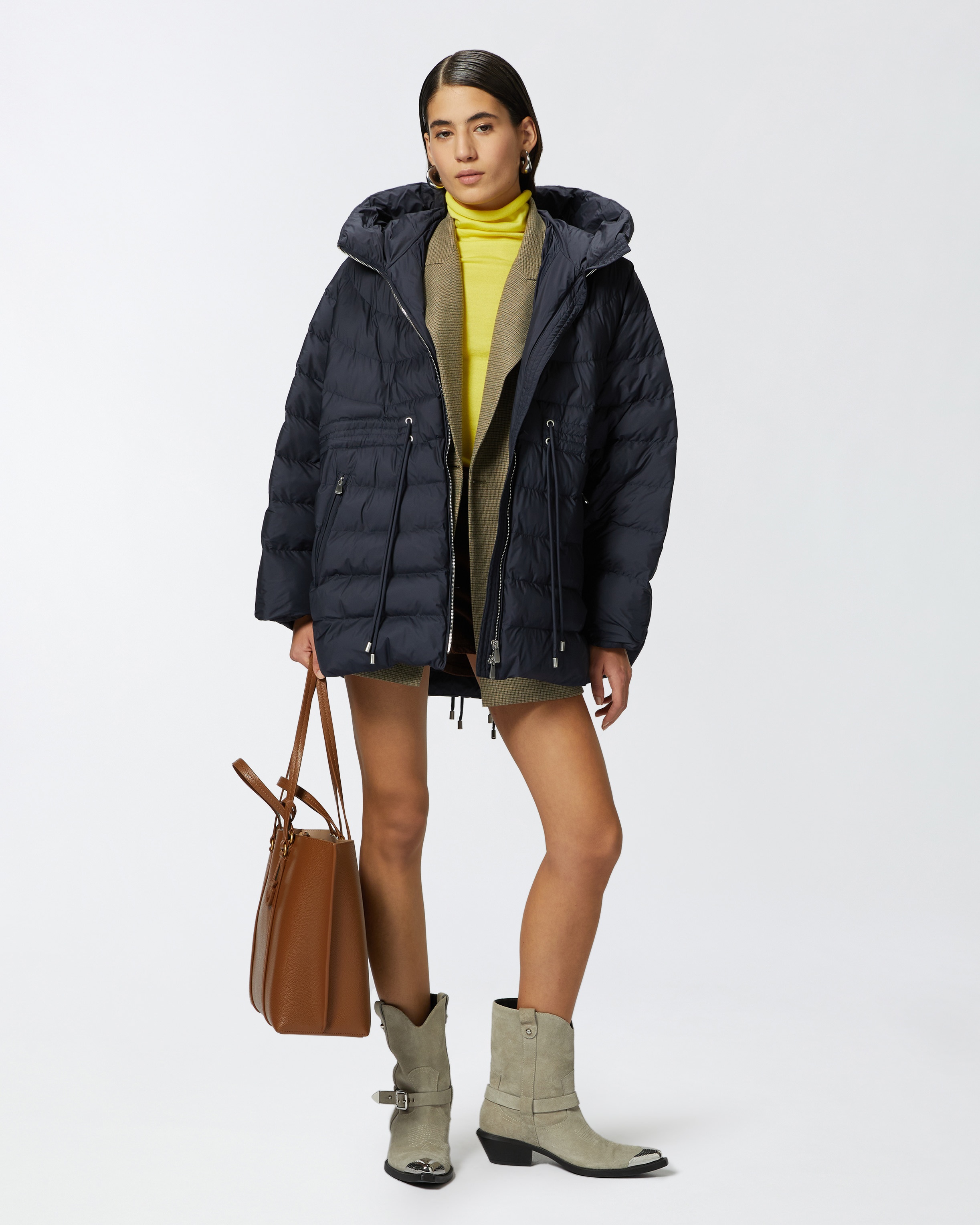 PADDED AND QUILTED FLARED PUFFER JACKET WITH DRAWSTRING - 3
