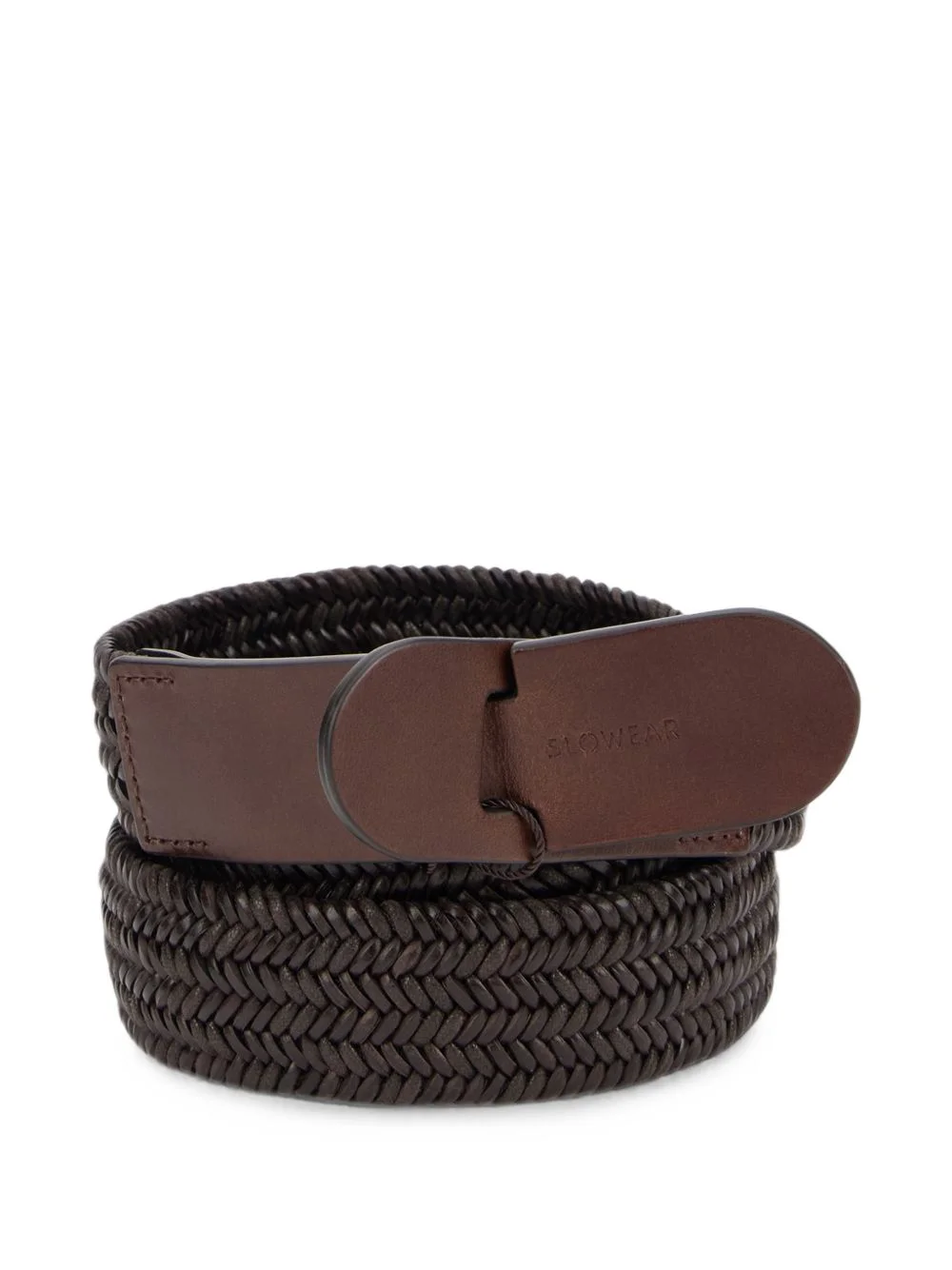 braided leather belt - 1