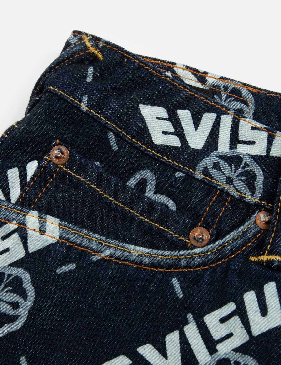 MONOGRAM PRINT DENIM SHORTS - 9