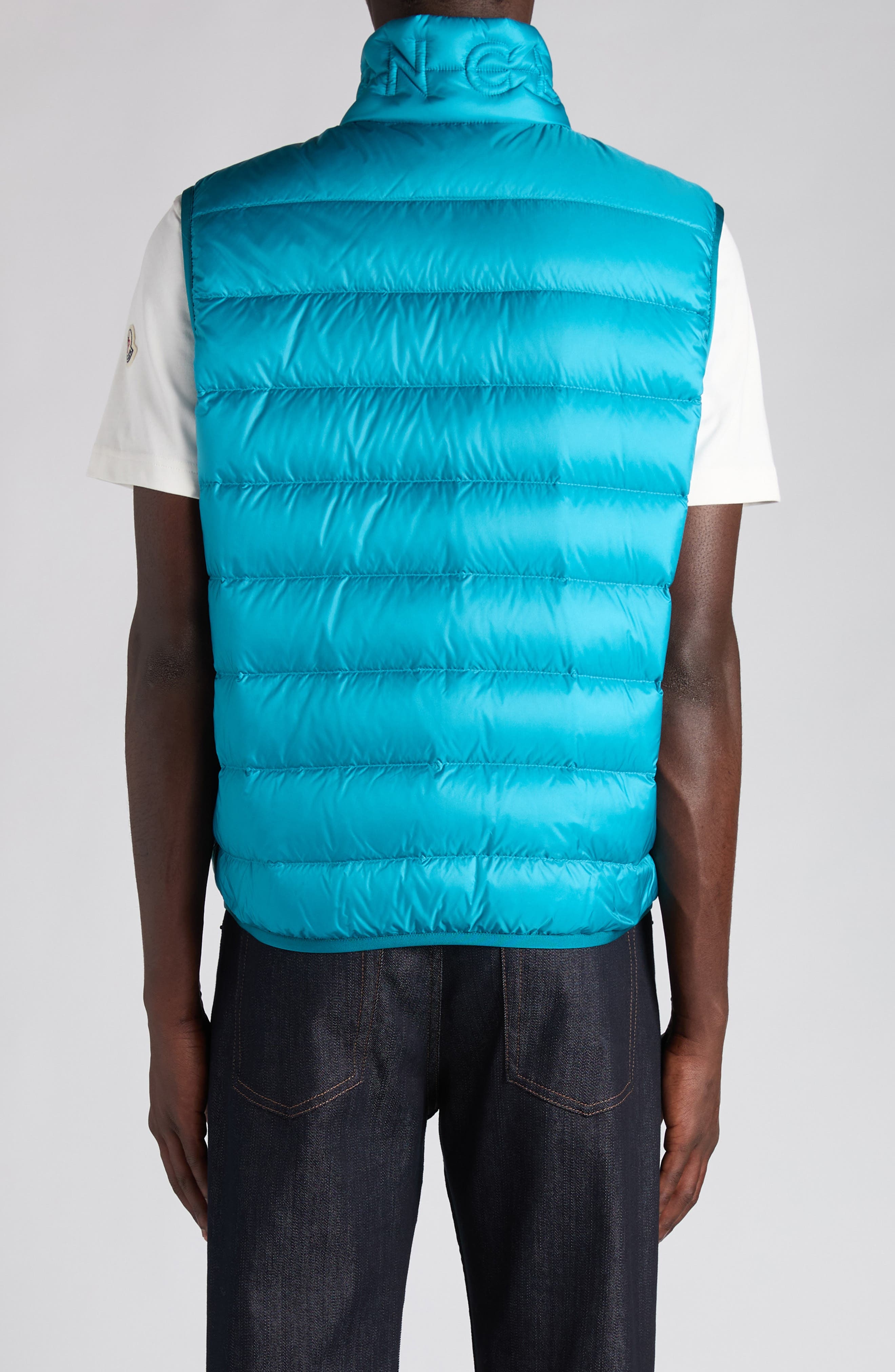 Moncler Rocoque Down Puffer Vest in Green Blue Slate at Nordstrom - 3