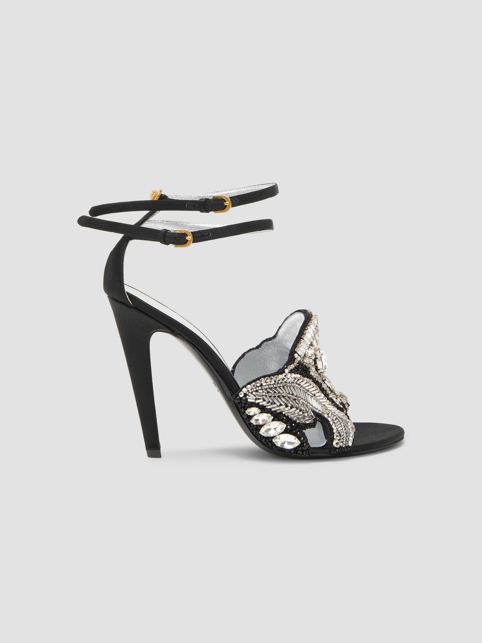 Women's 110MM Crystal-Embellished Leather Sandals - Black Multicolor Vibrated Hot - 1