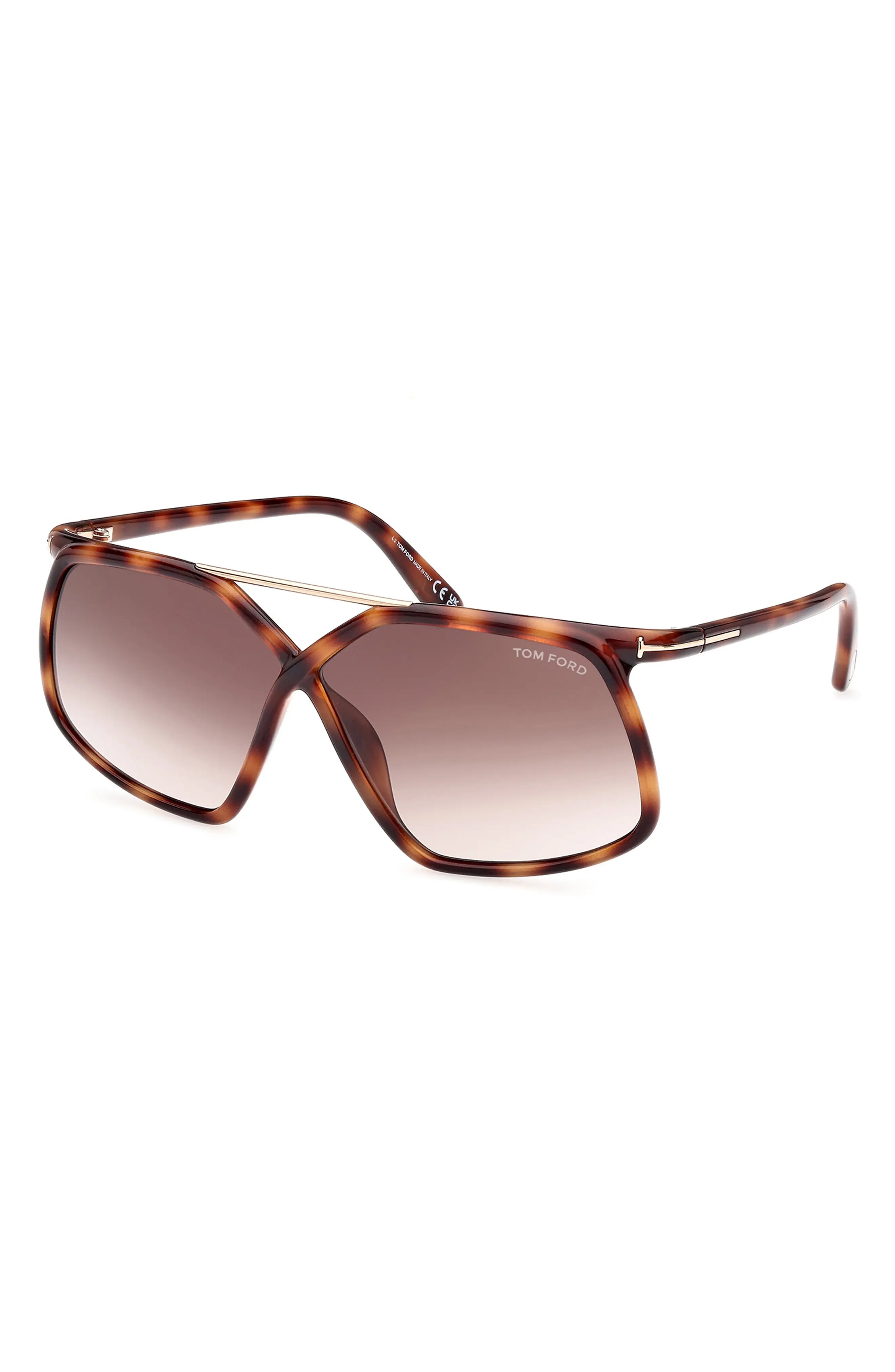 Meryl 64mm Gradient Polarized Oversize Square Sunglasses in Shiny Havana Rose Gold/Brown - 2