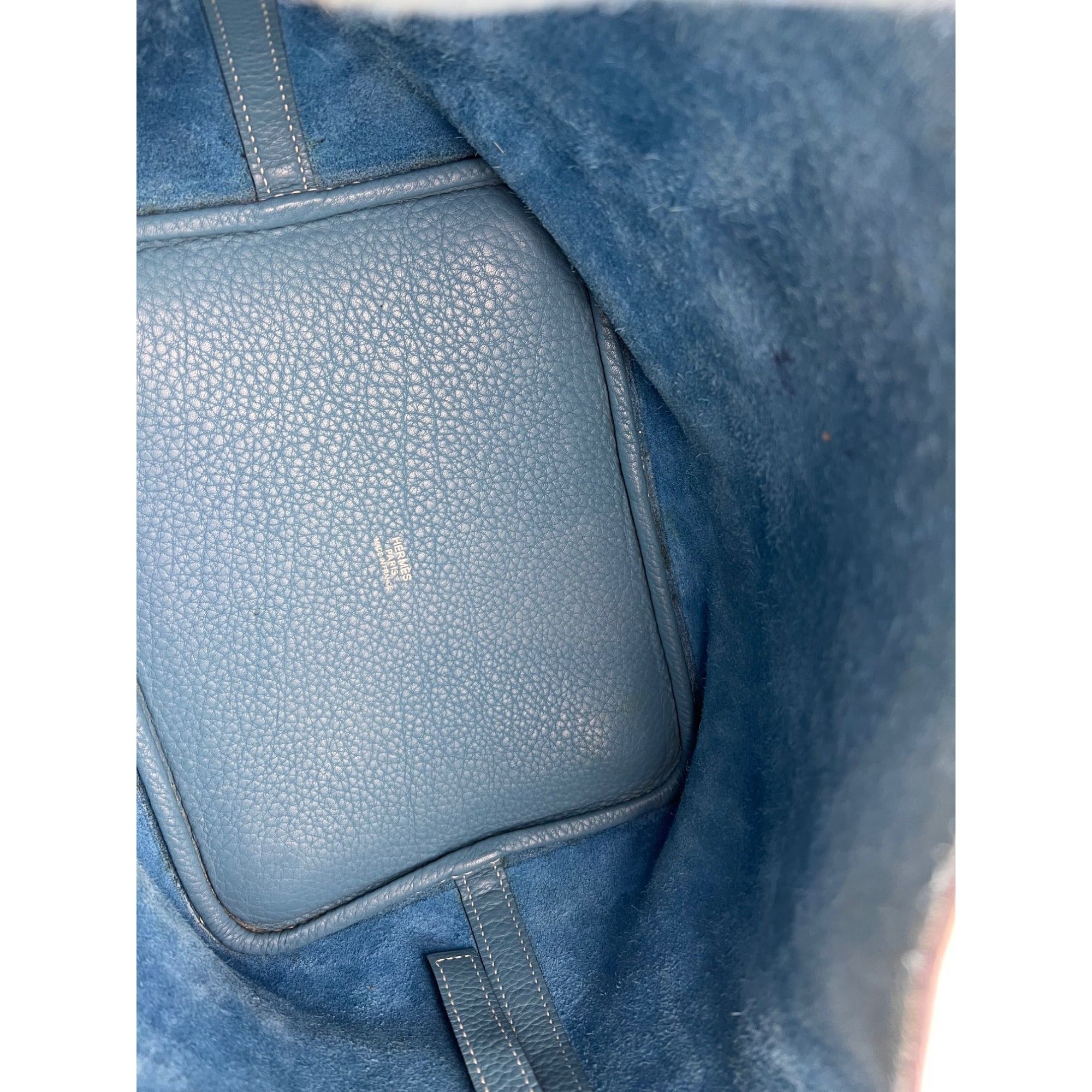 Hermes Taurillon Clemence Picotin 22 MM Blue Leather Hand Bag - 9