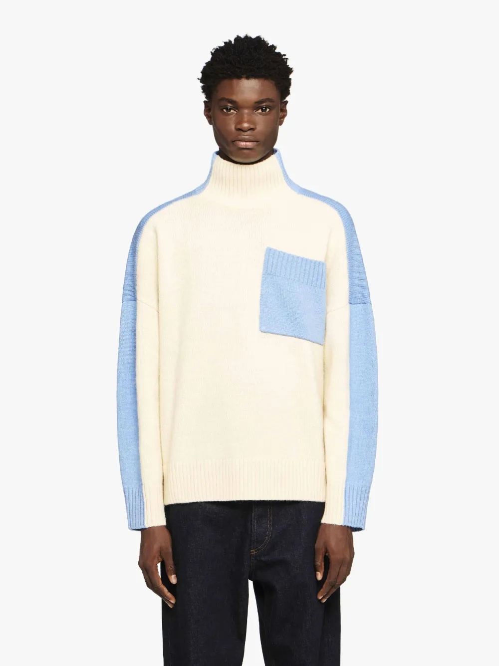 DUAL TONE - PATCH POCKET TURTLENECK SWEATER - 2
