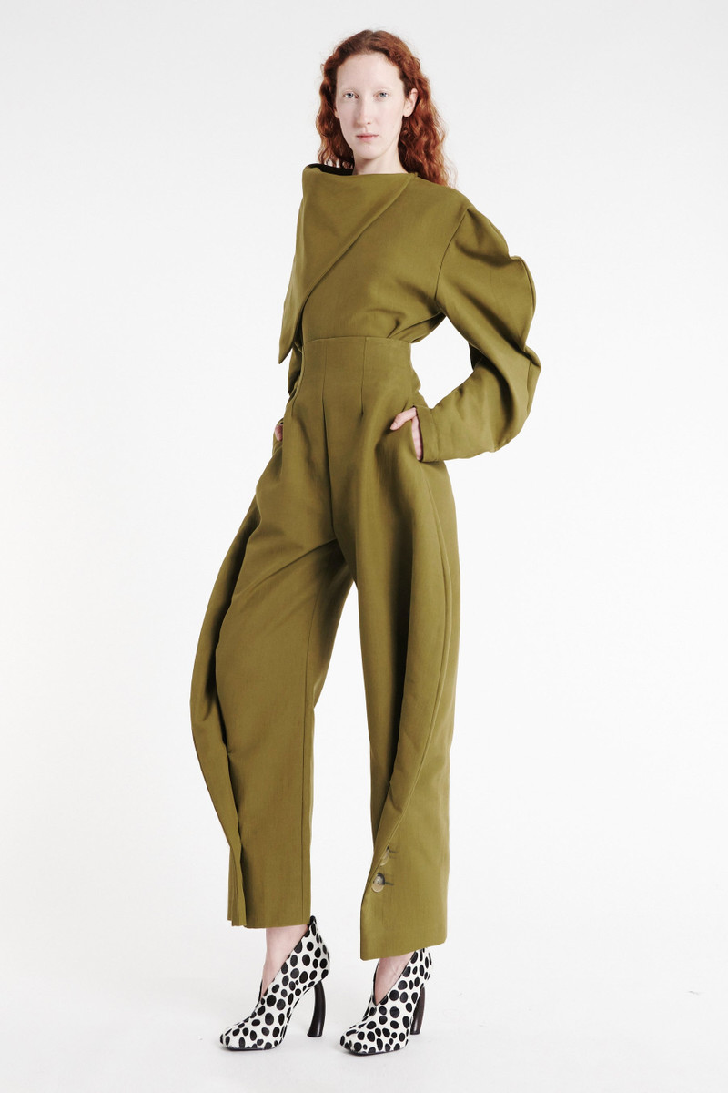 HIGH RISE ROUNDED PANT KHAKI GREEN 2