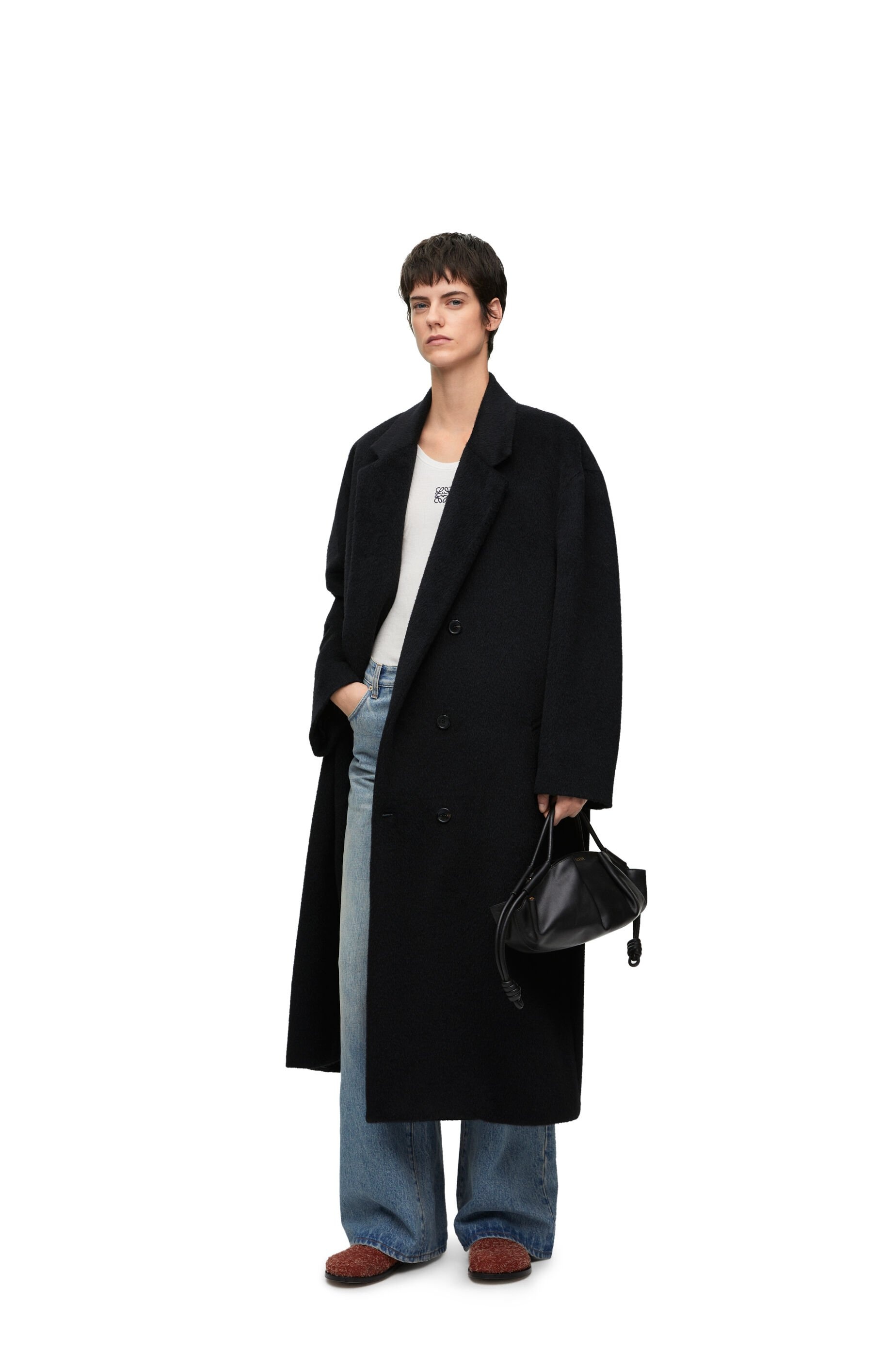 Double breasted coat in lama and wool - 2