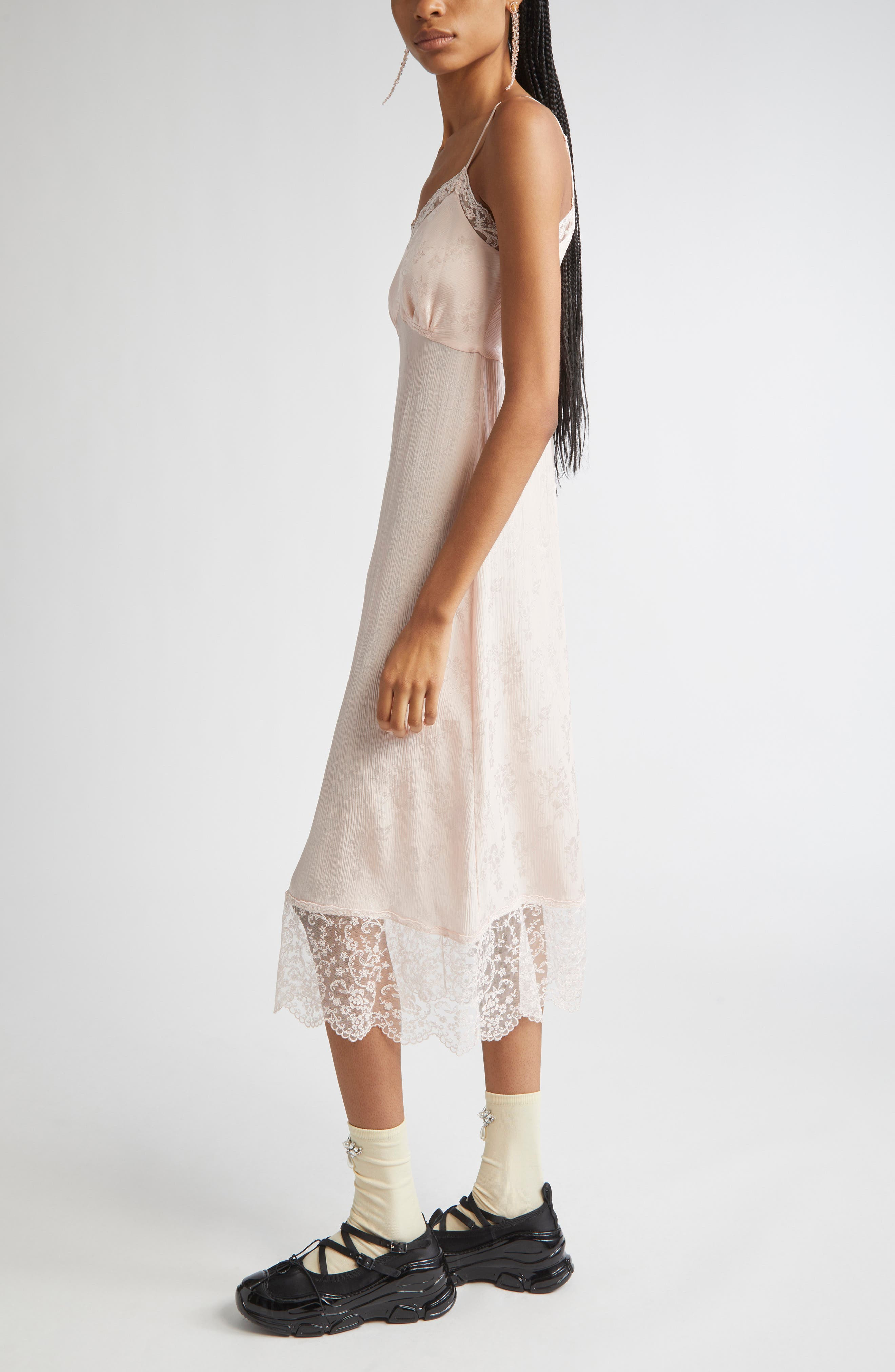Simone Rocha Deep Lace Trim Slipdress in Blush at Nordstrom - 3