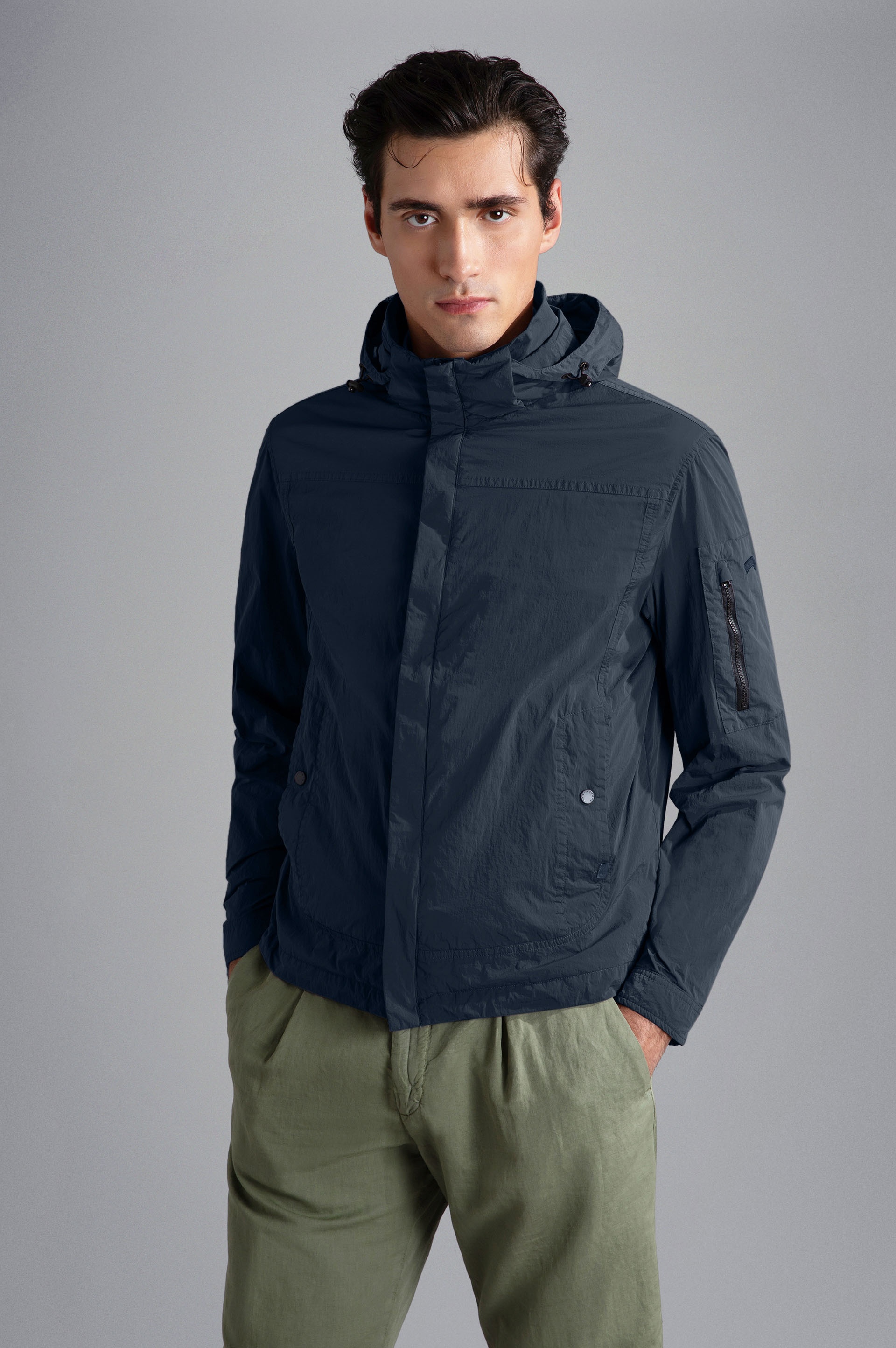 GARMENT DYED CRINCKLE NYLON WINDBREAKER - 6