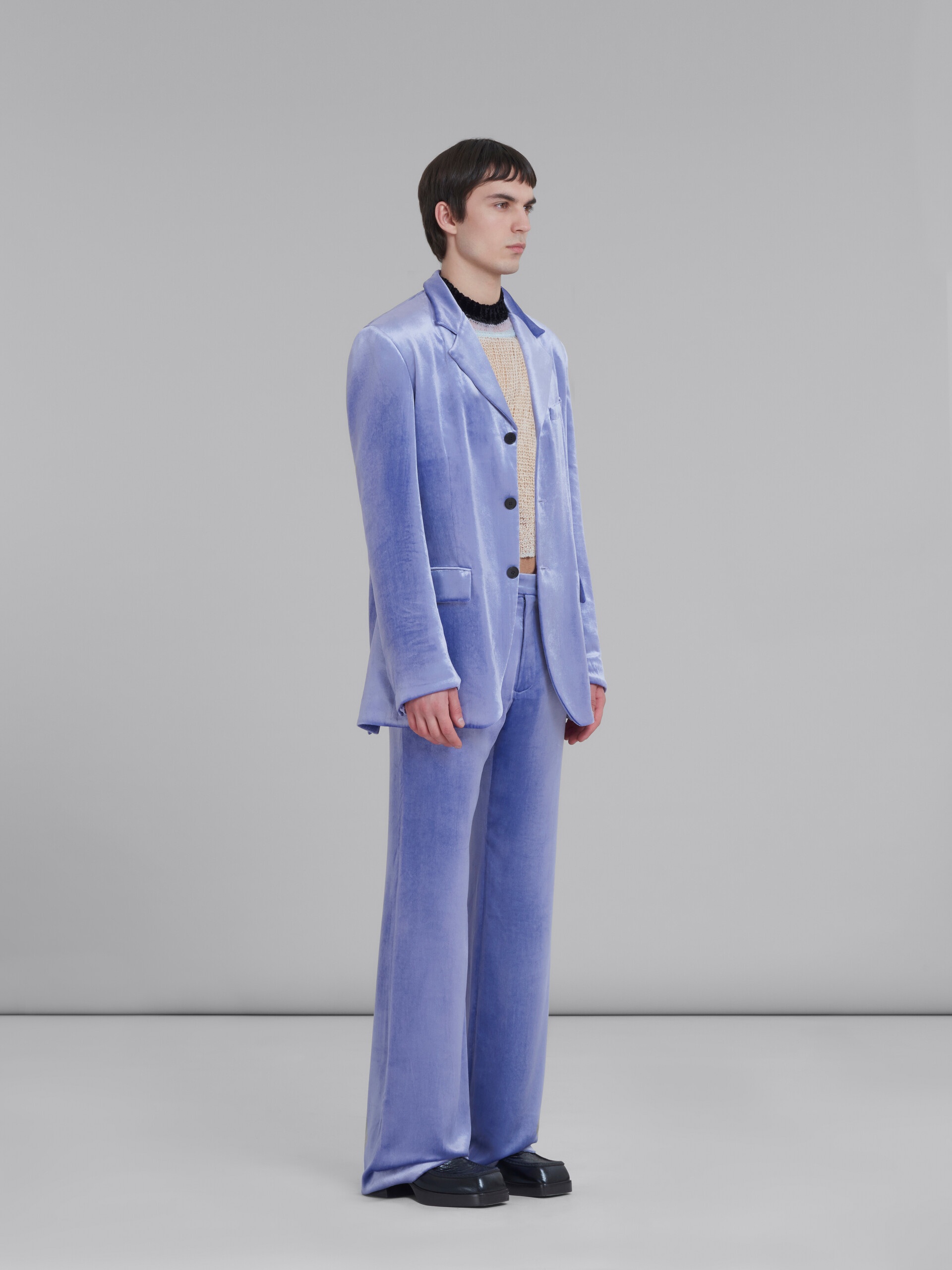 LIGHT BLUE WOOL-CASHMERE TOP WITH CUTOUT - 5