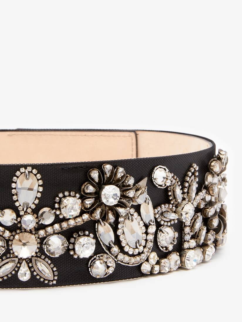 Women's Victorian Jewel Waist Belt in Black - 3