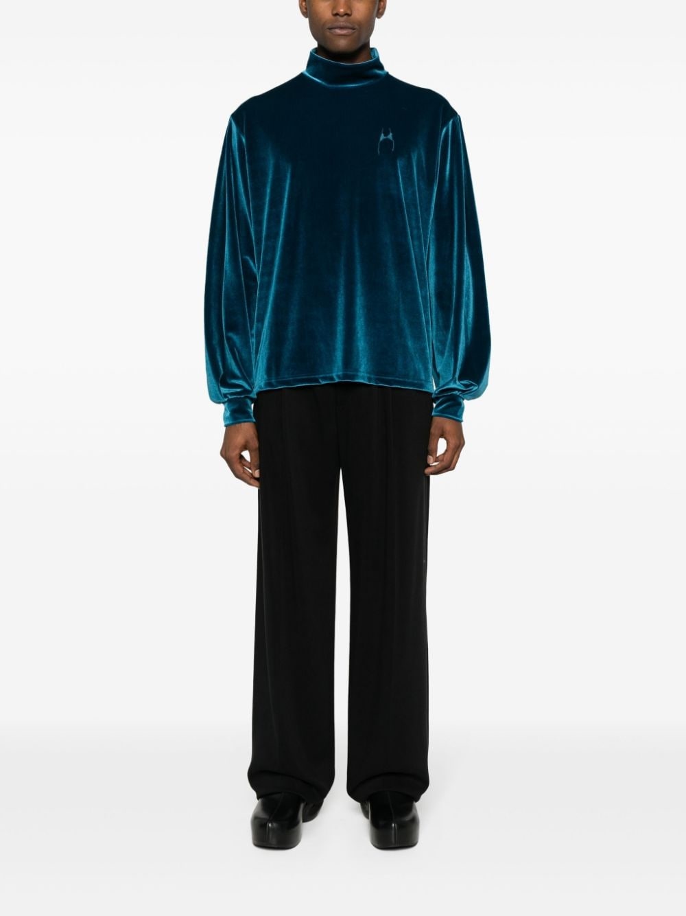 high-neck velvet jumper - 2
