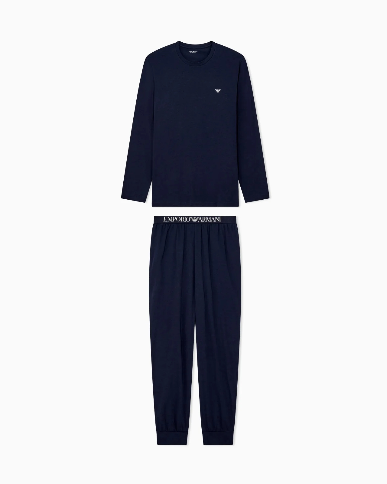 COTTON JERSEY PYJAMA SET WITH A CREW NECK AND RIBBED CUFFS - 1
