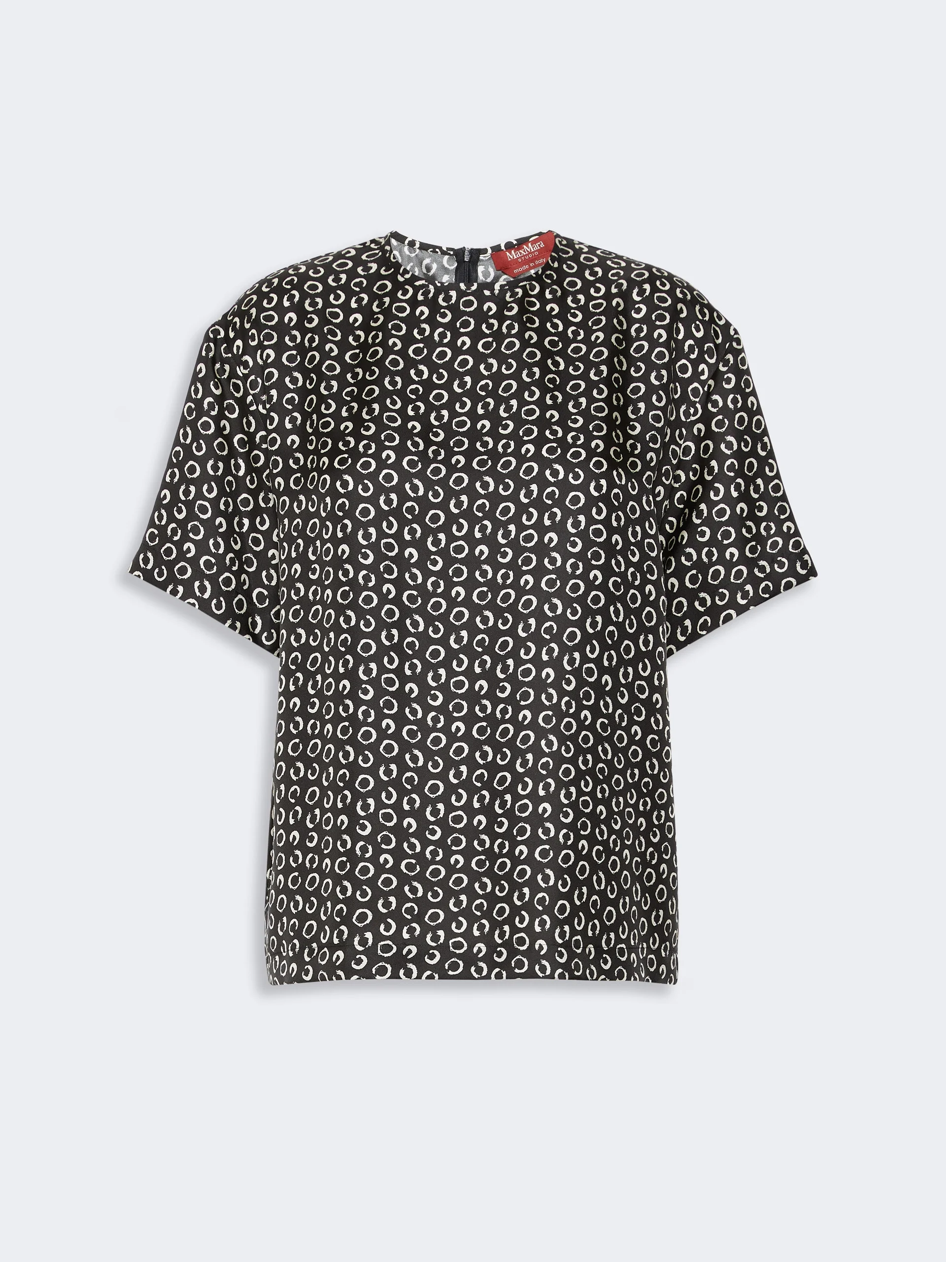 MAMBO Printed silk blouse - BLACK WHITE - 1