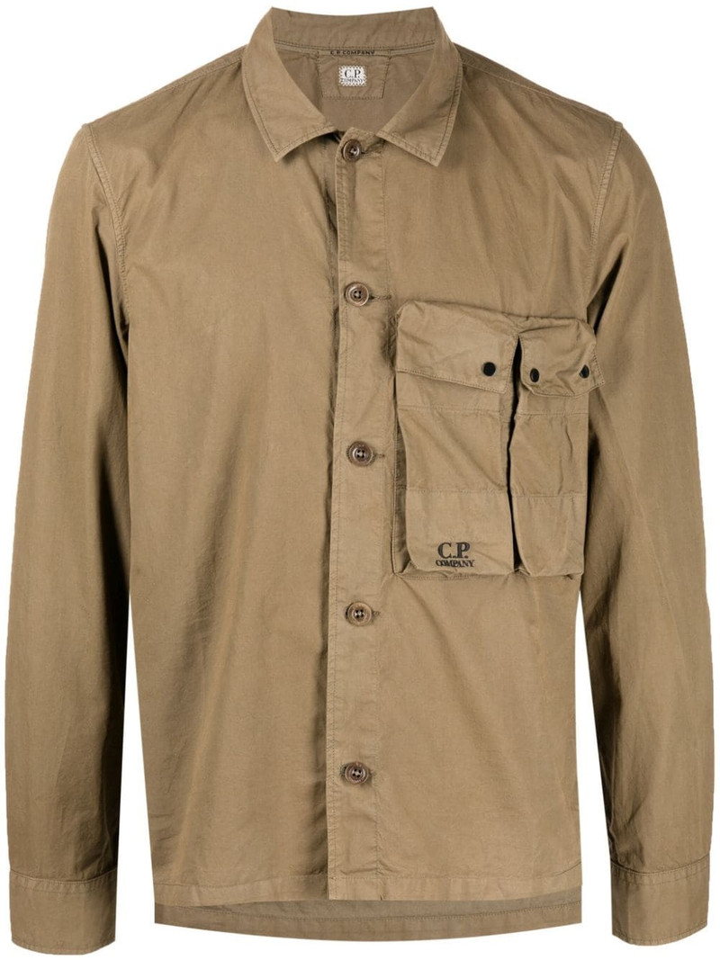 logo-embroidered cotton shirt 1