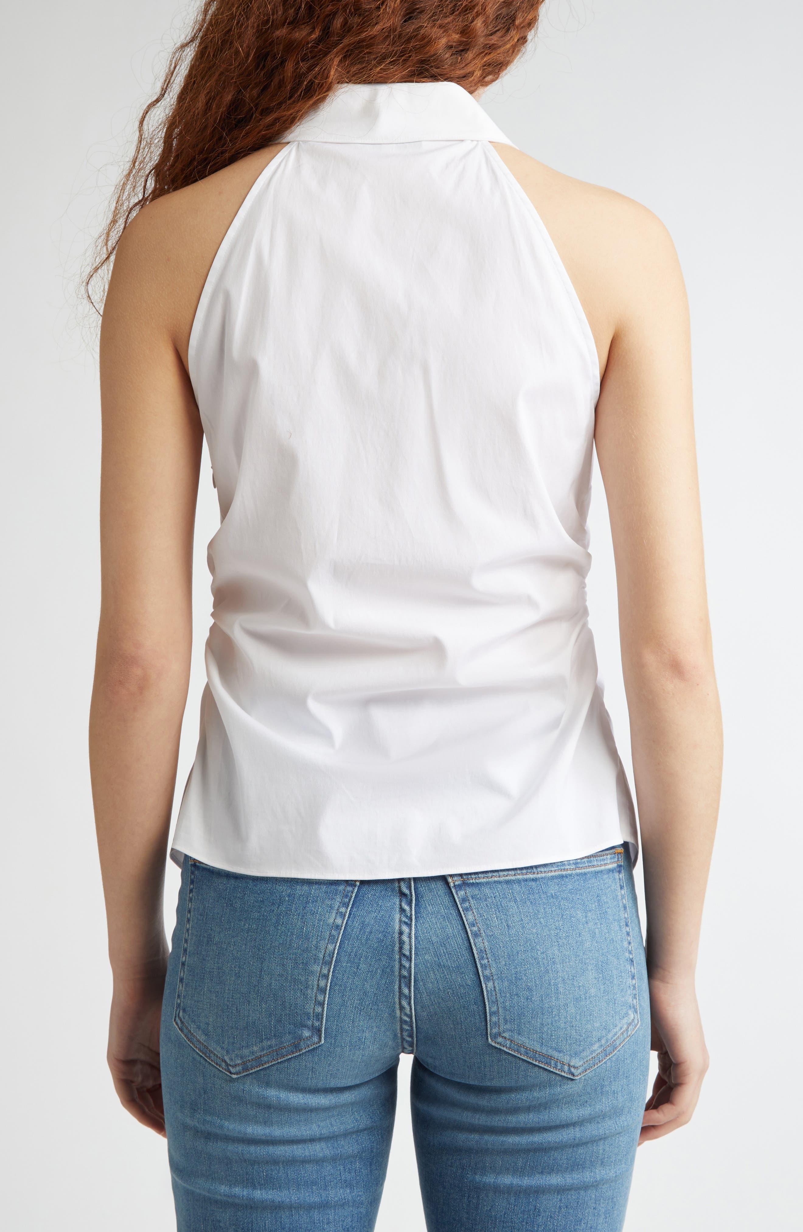Veronica Beard Regina Sleeveless Shirt in White at Nordstrom - 3