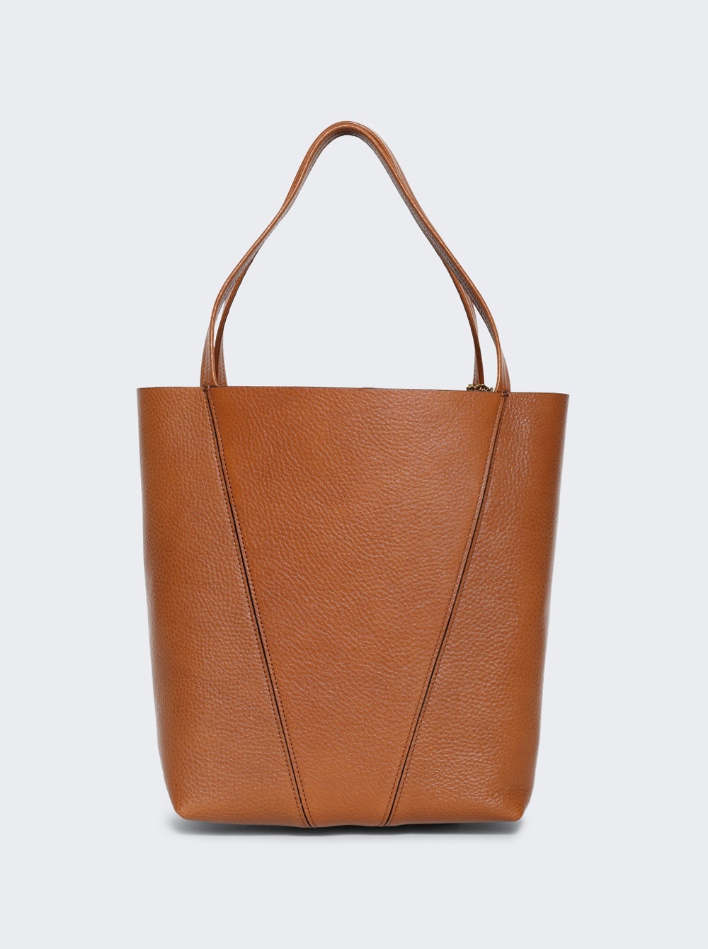 Spin Tote Bag In Grained Leather Clay Brown - 5