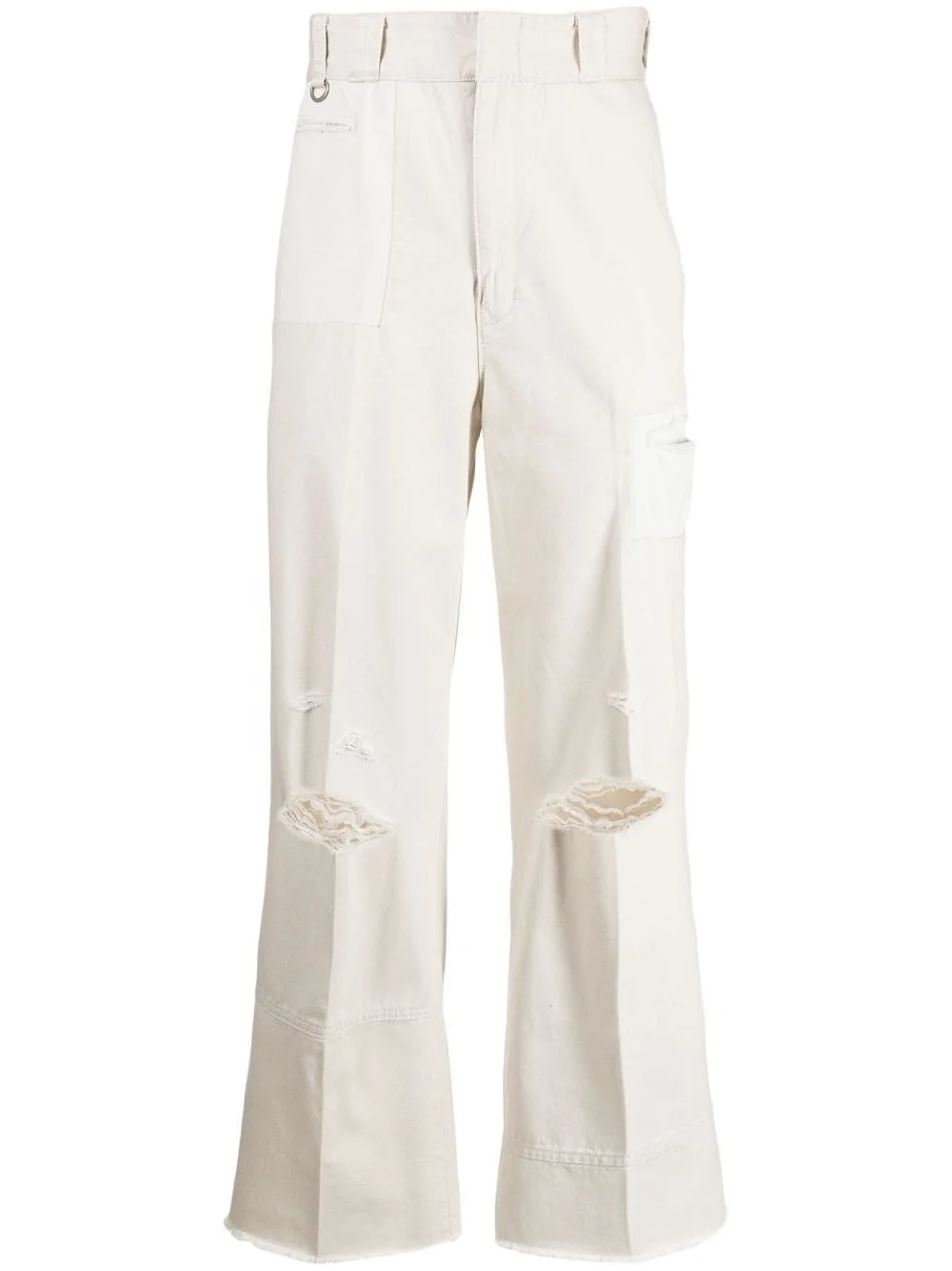 distressed straight-leg trousers - 1