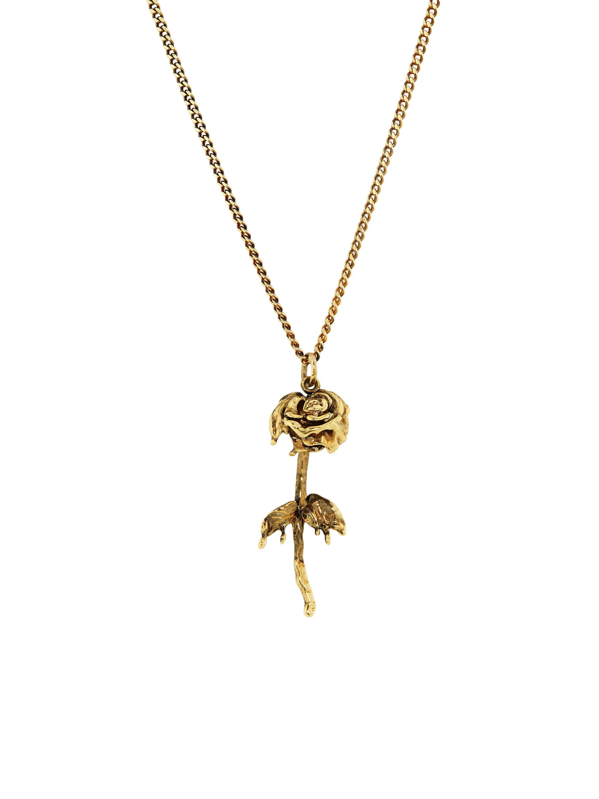 Women's Goldtone Dipped Rose Pendant Necklace - Giallohava - 1