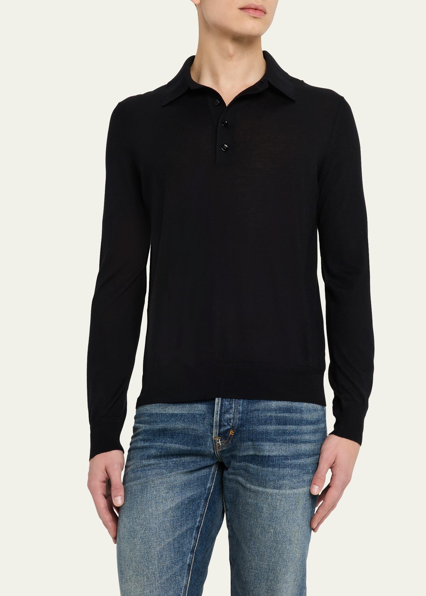 Men's Cashmere and Silk Polo Sweater - 4