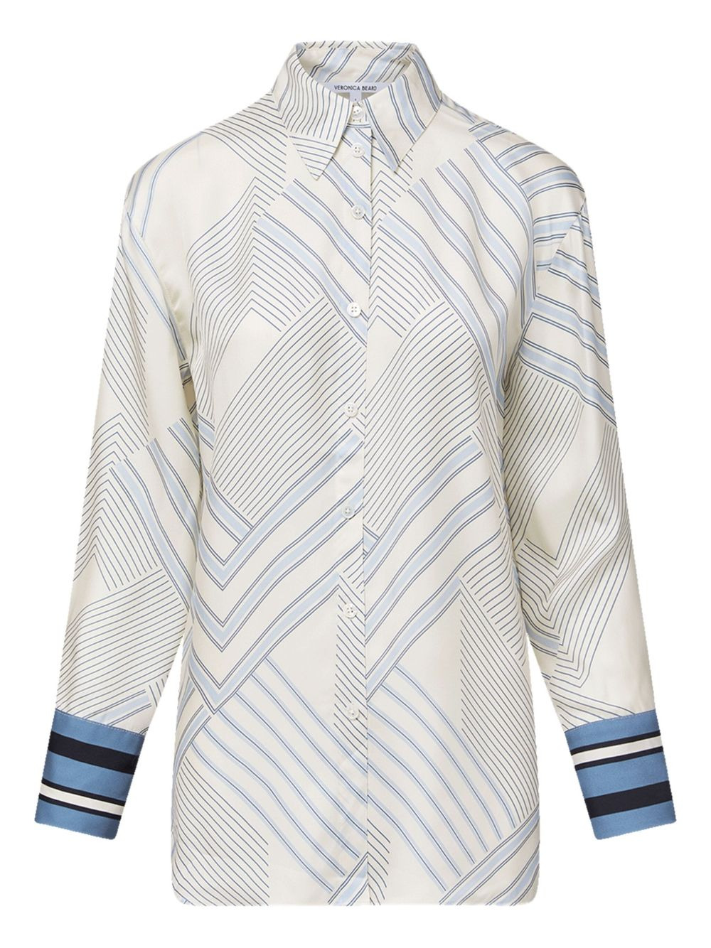 geometric-striped silk-blend shirt - 1