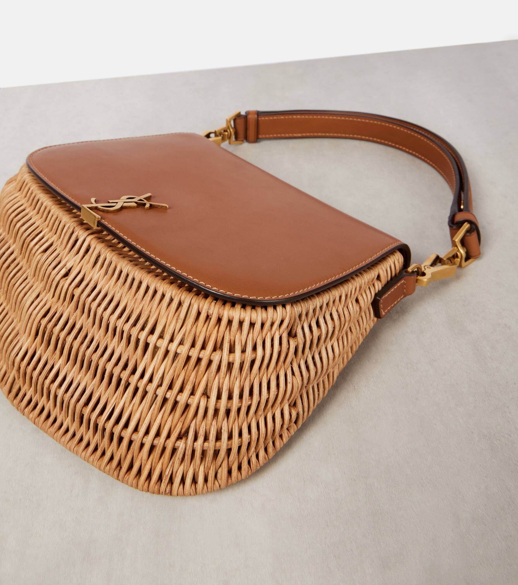 Voltaire leather and wicker tote bag - 5