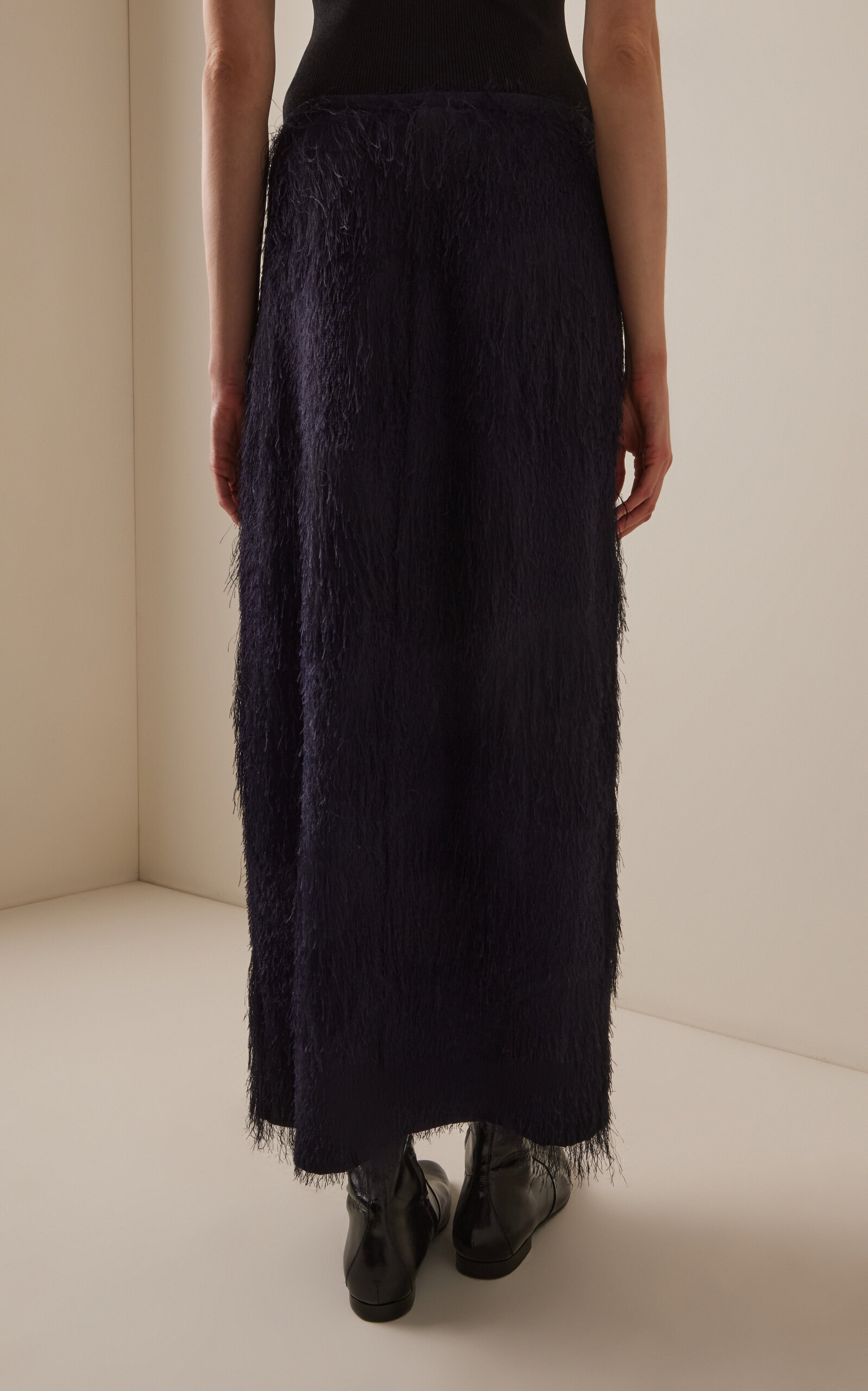 Quinn Fringed Maxi Skirt navy - 4