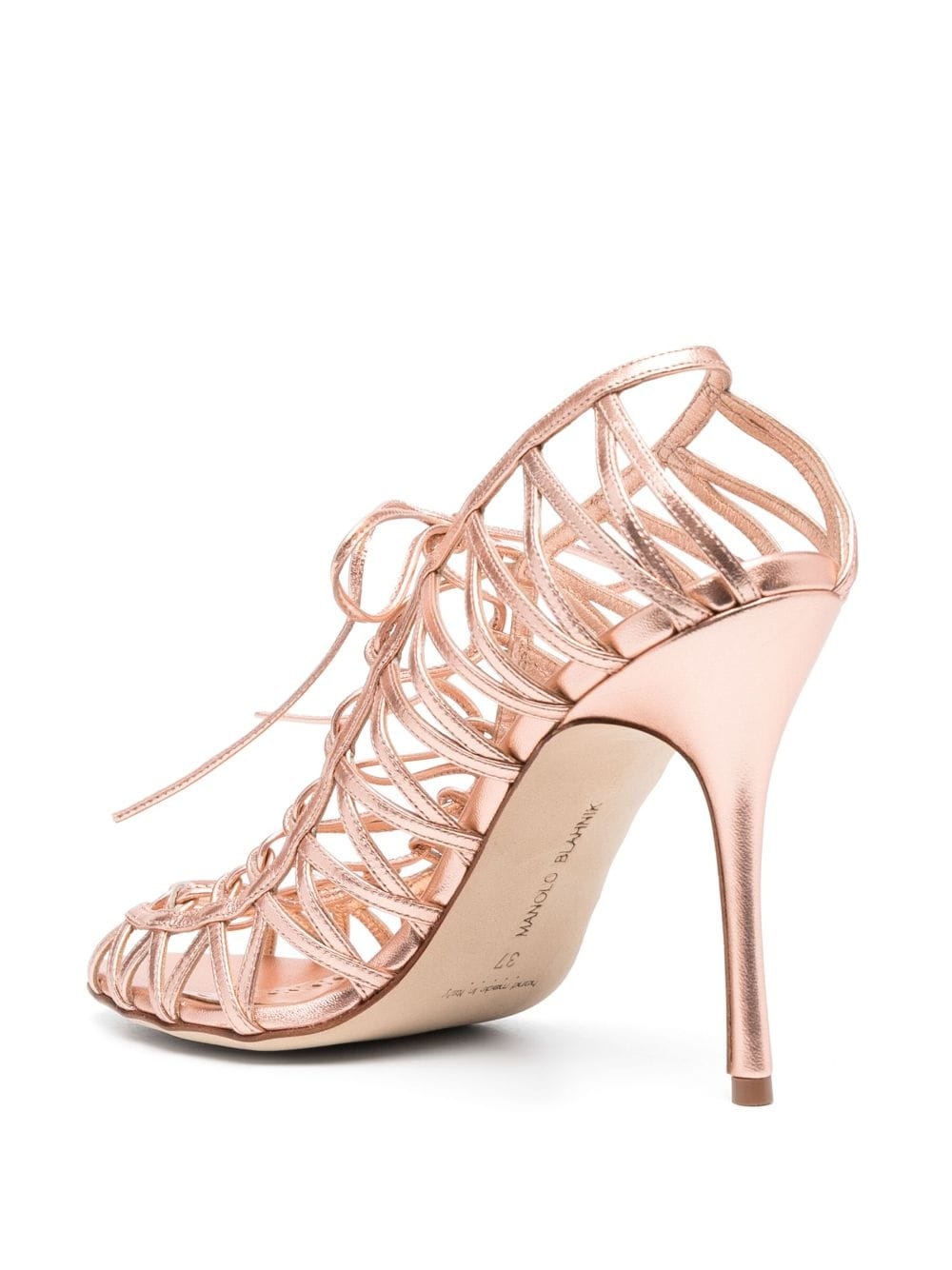 Hamza 100mm strappy metallic sandals - 3