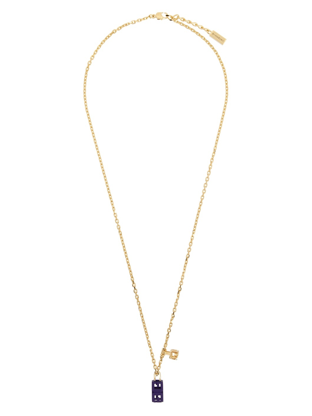 Gold & Blue G Cube Necklace - 1