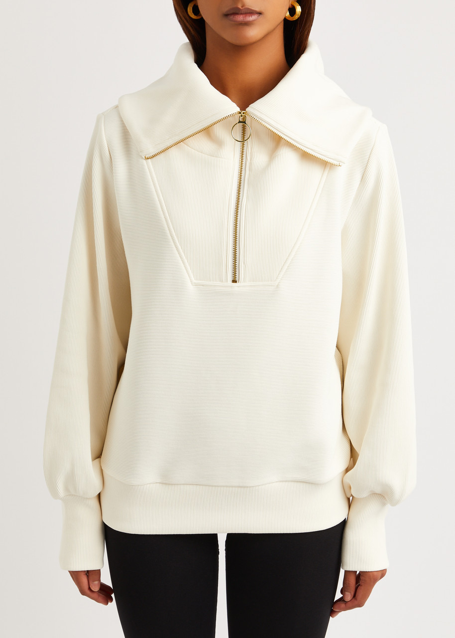 Vine ribbed stretch-cotton half-zip sweatshirt - 2