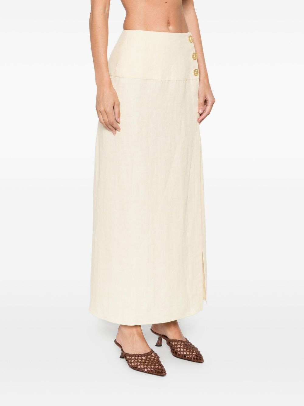 button-front split skirt - 3