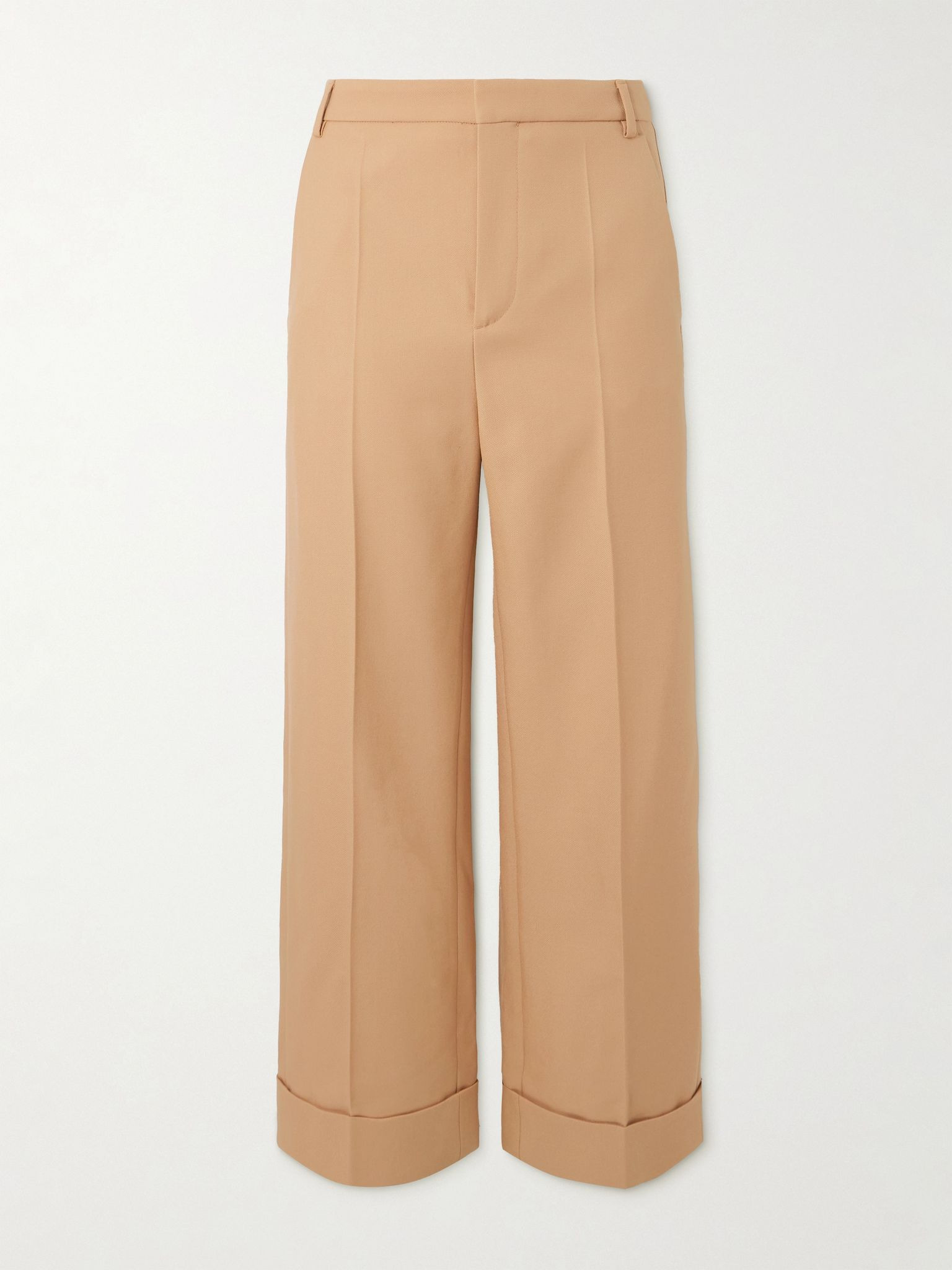 Straight-Leg Virgin Wool-Gabardine Trousers Beige - 1