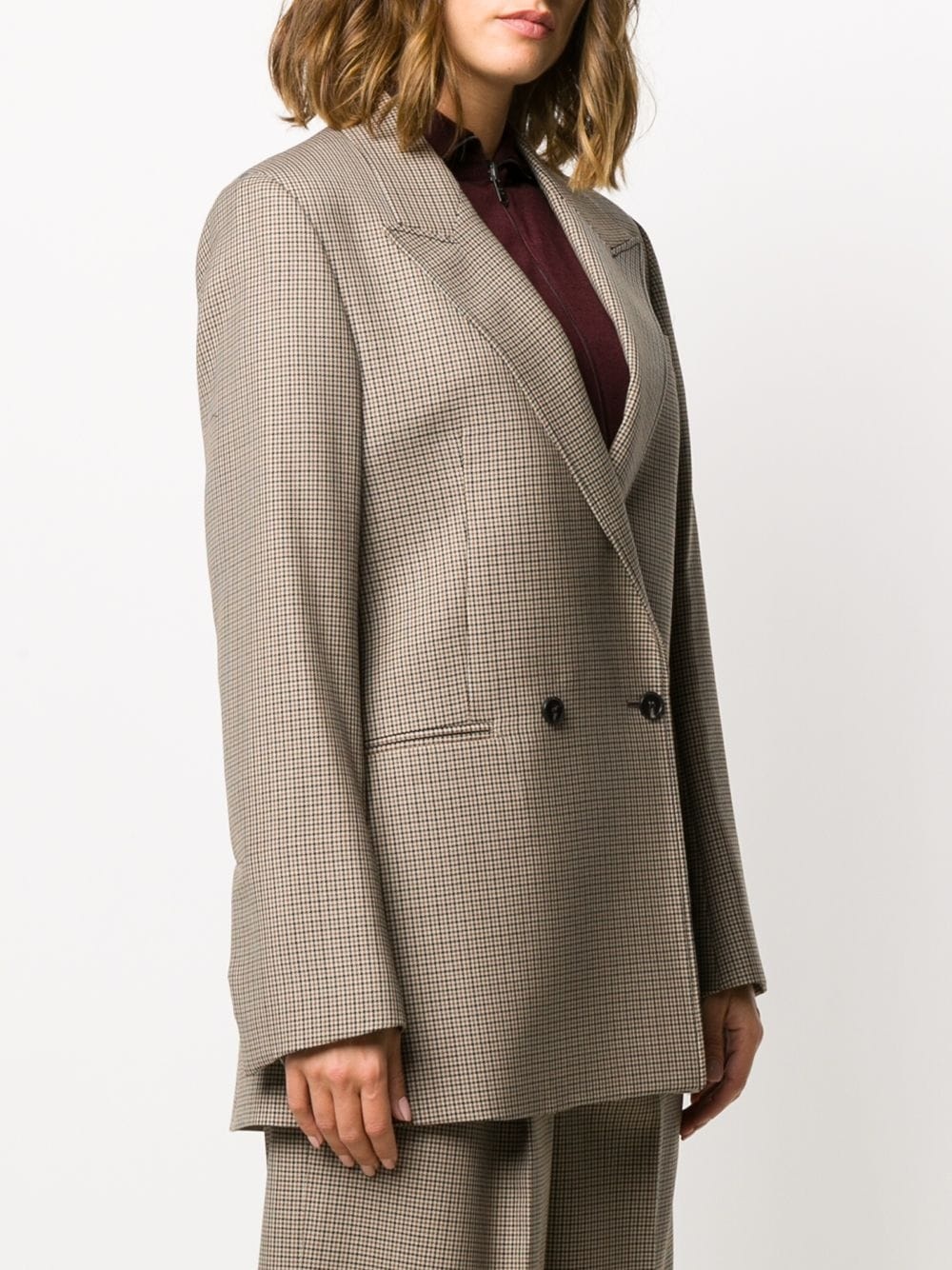 double breasted houndstooth blazer - 3