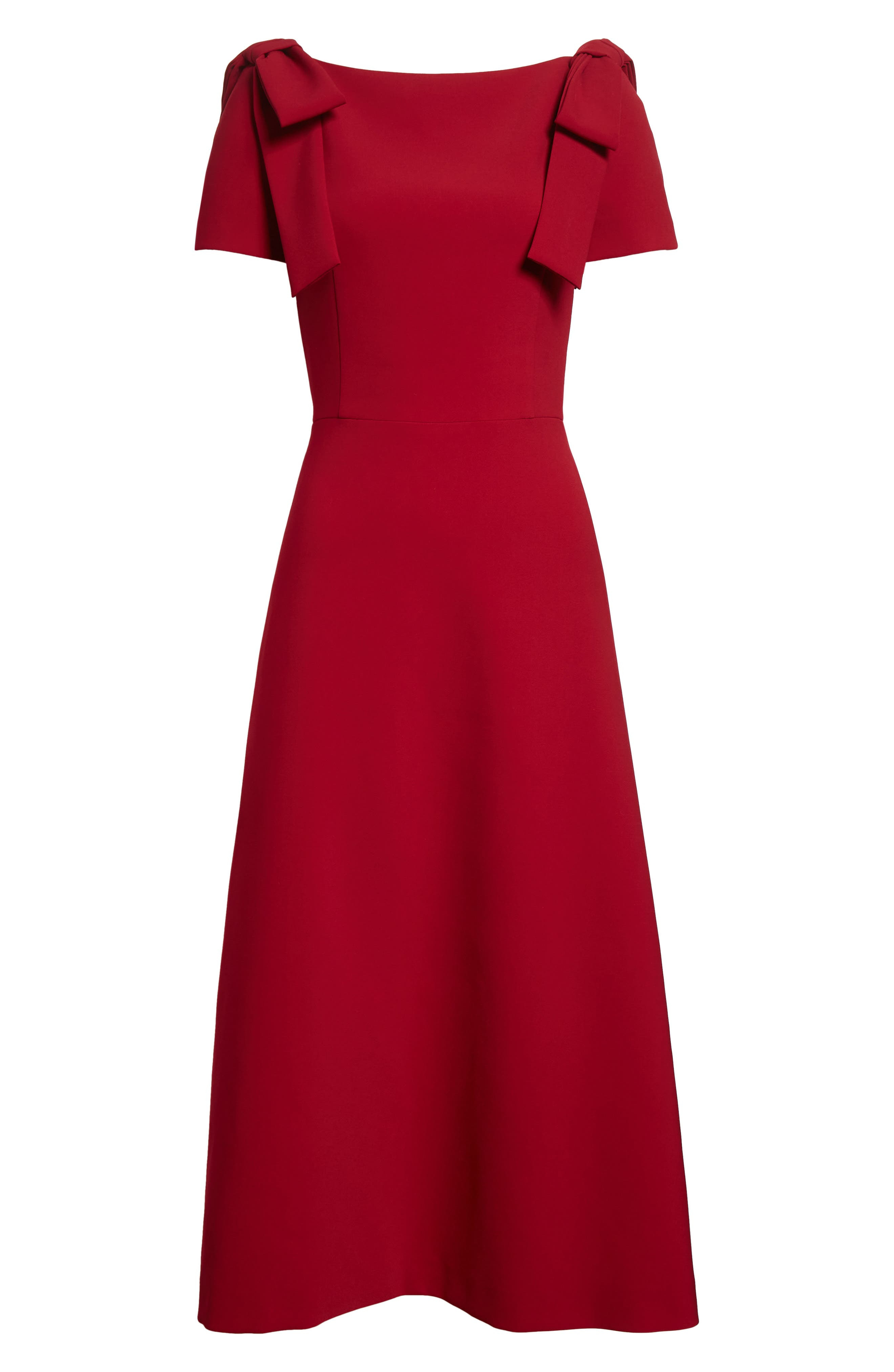 Carolina Herrera Bow Shoulder A-Line Silk Dress in Garnet at Nordstrom - 5