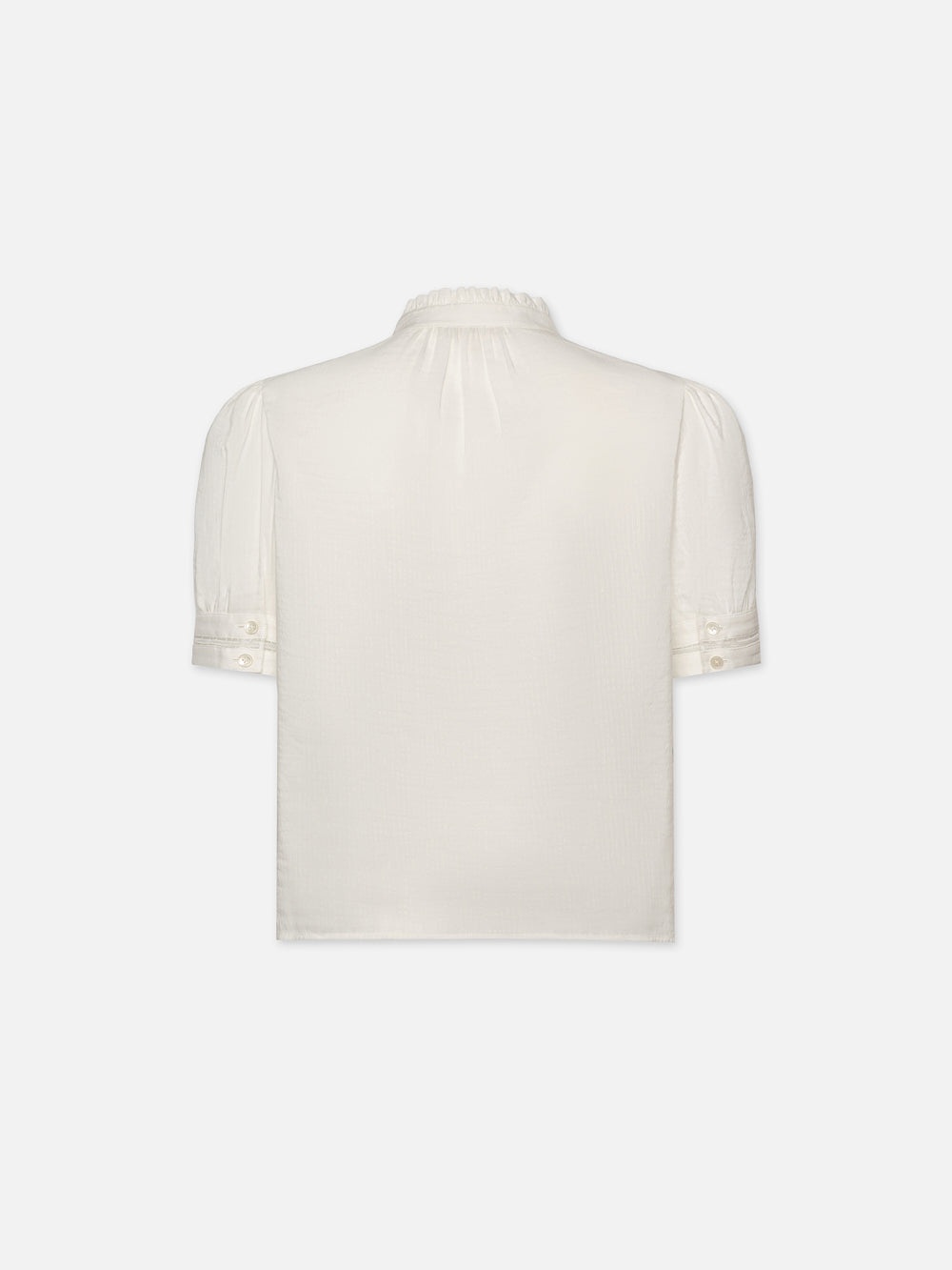 FRAME Ruffle Collar Inset Lace Top in White | REVERSIBLE