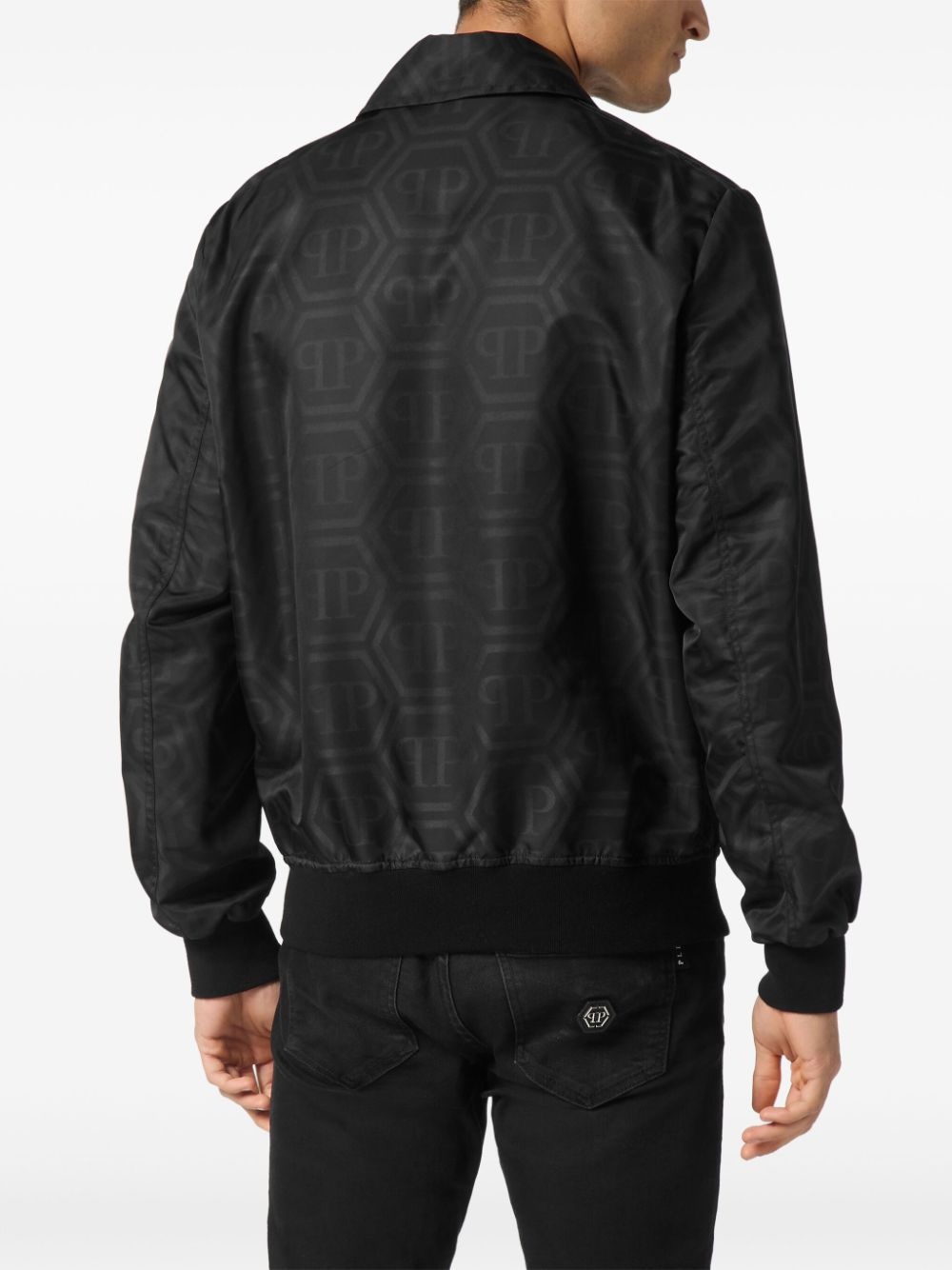 monogram-jacquard bomber jacket - 4