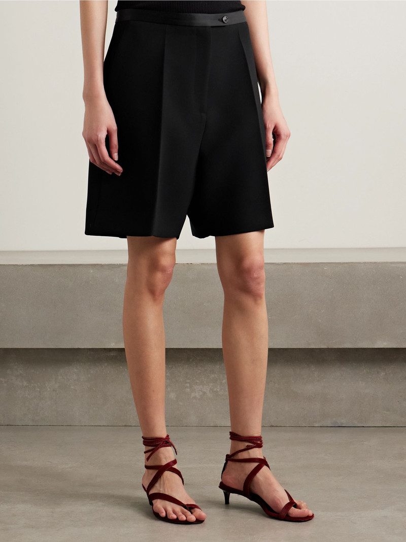 Micha satin-trimmed crepe shorts Black 3