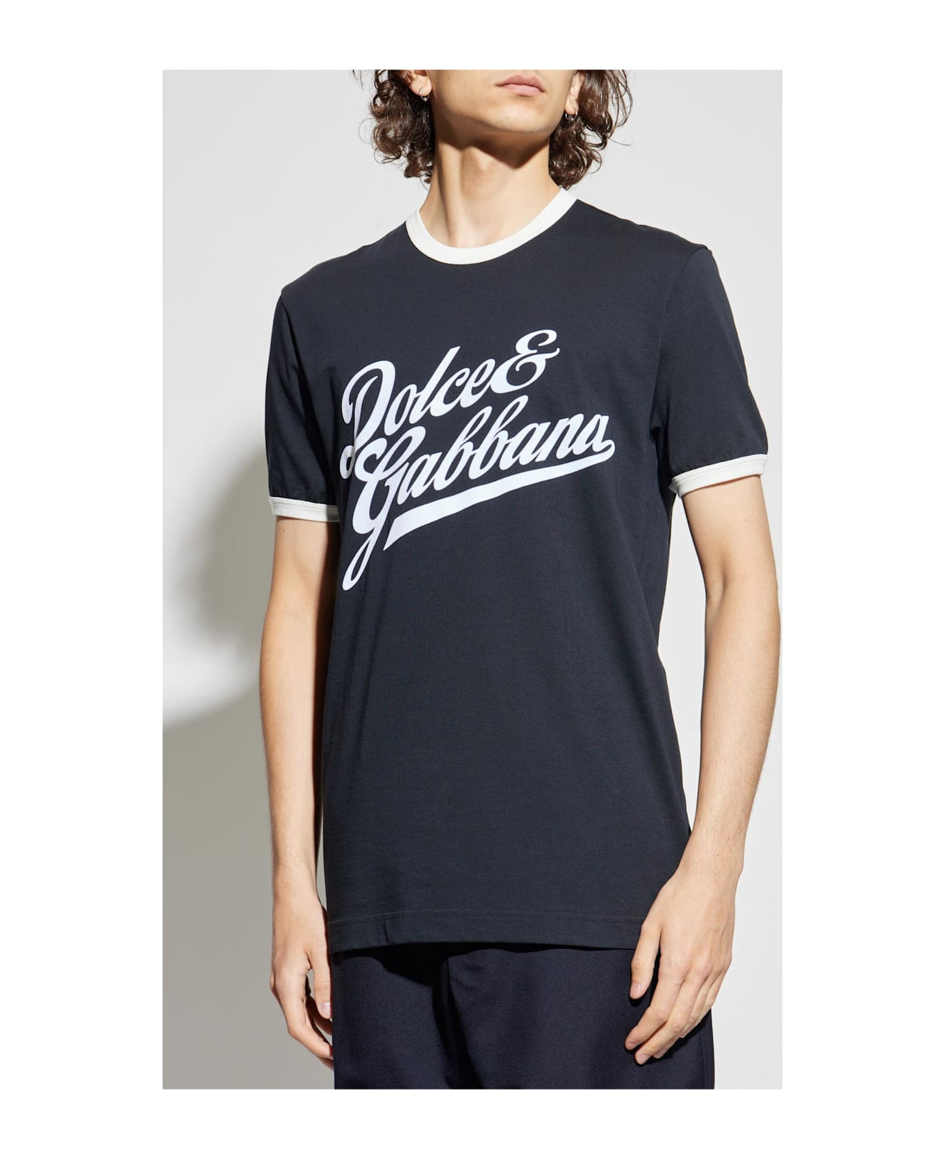 Dolce & Gabbana T-shirt With A Logo And A Velvet Finish - 3