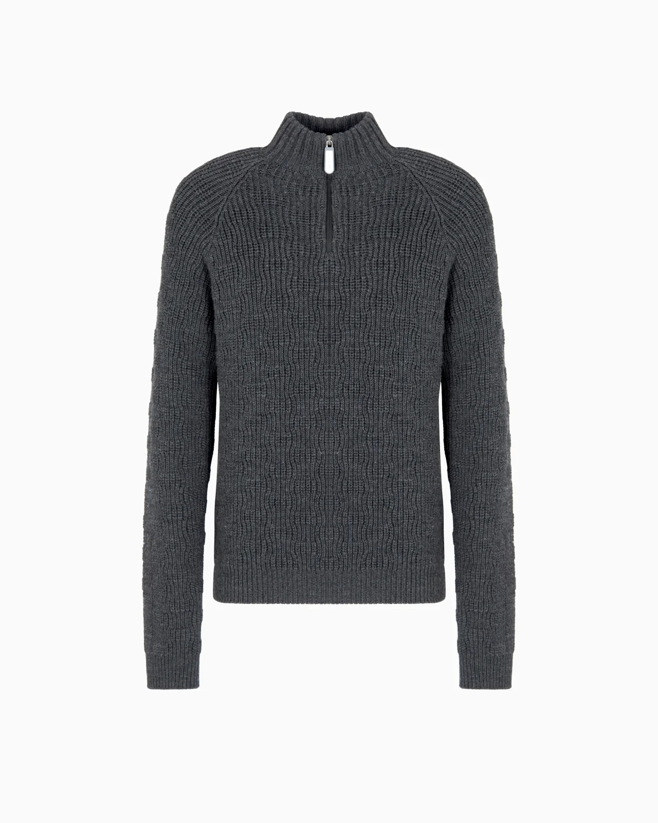 GIORGIO ARMANI NEVE VIRGIN-WOOL, MOCK-NECK JUMPER WITH ZIP - 1