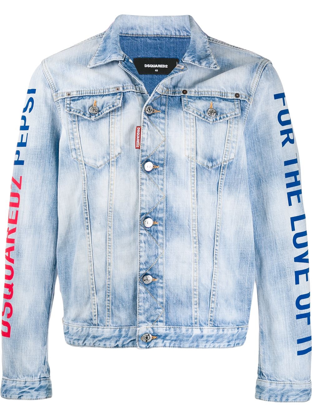 logo print denim shirt - 1