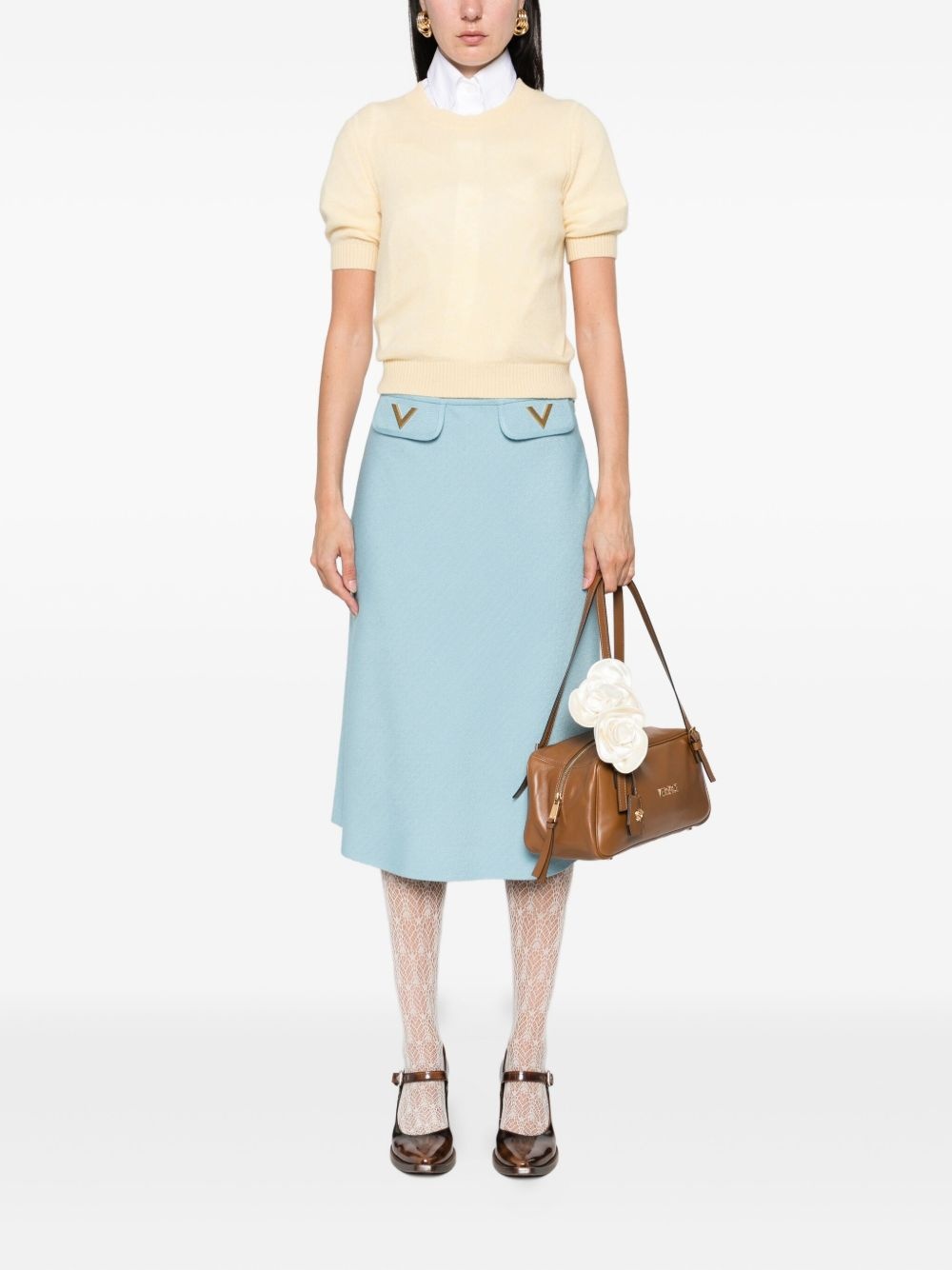 V-detail A-line midi skirt - 2
