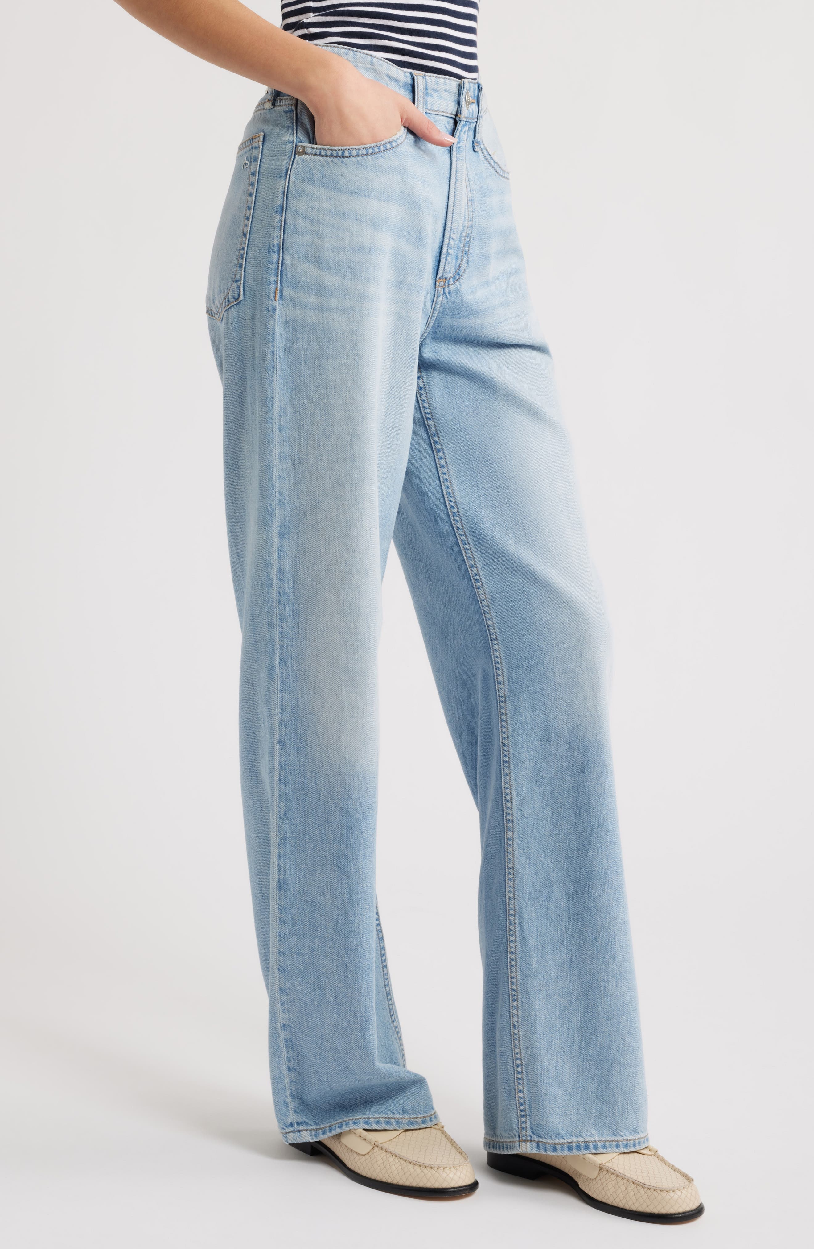 rag & bone Featherweight Logan Mid Rise Wide Leg Jeans in Greenport at Nordstrom - 3