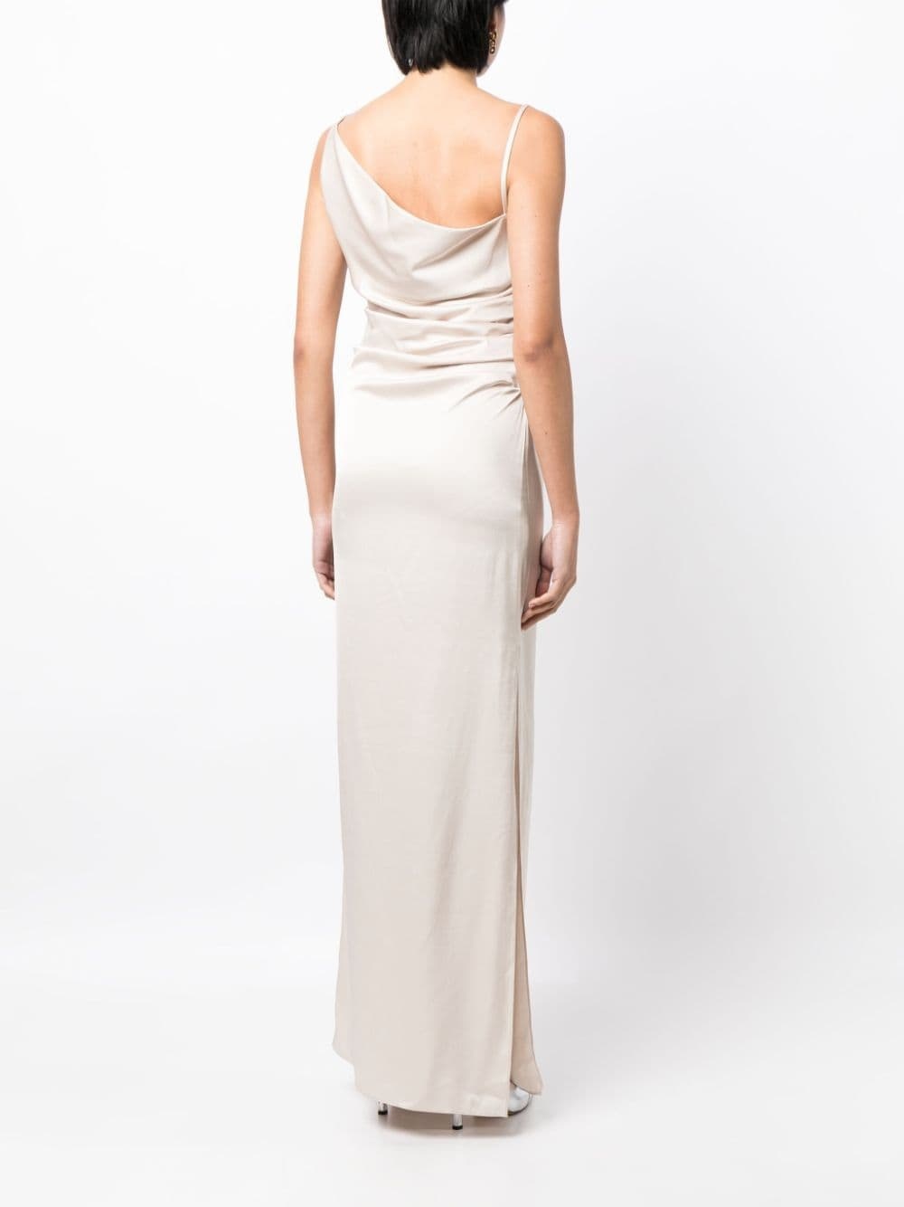 draped-design side-slit dress - 4