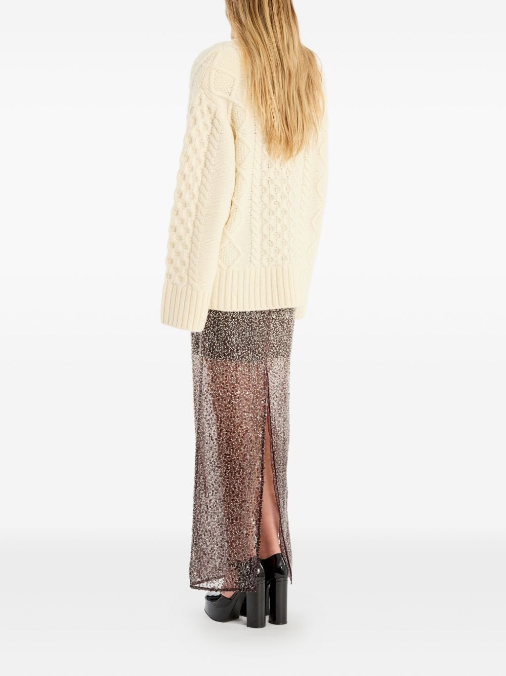 cable-knit crew-neck sweater - 3